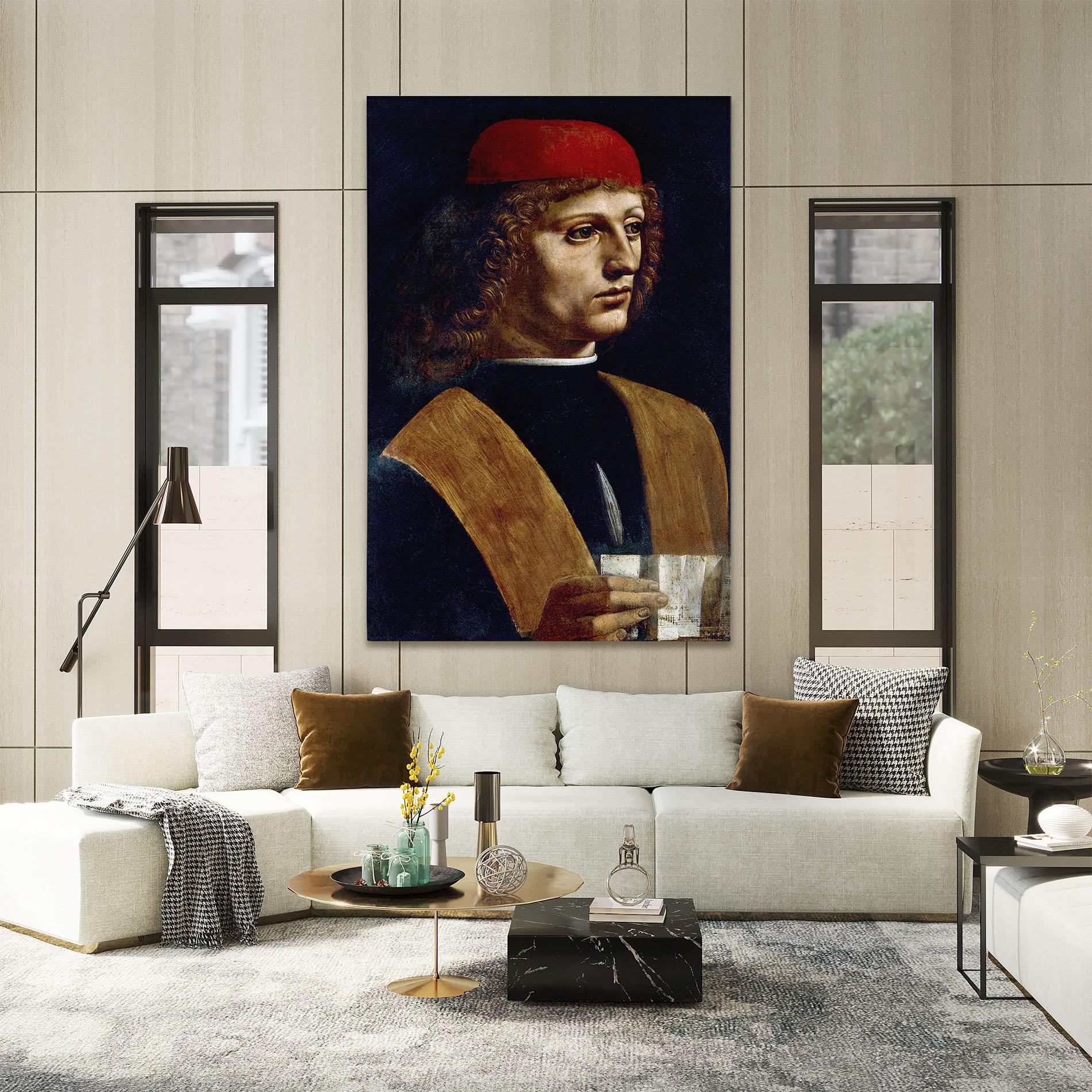 Leinwandbild Leonardo Da Vinci's The Portrait Of A Musician mockup 2
