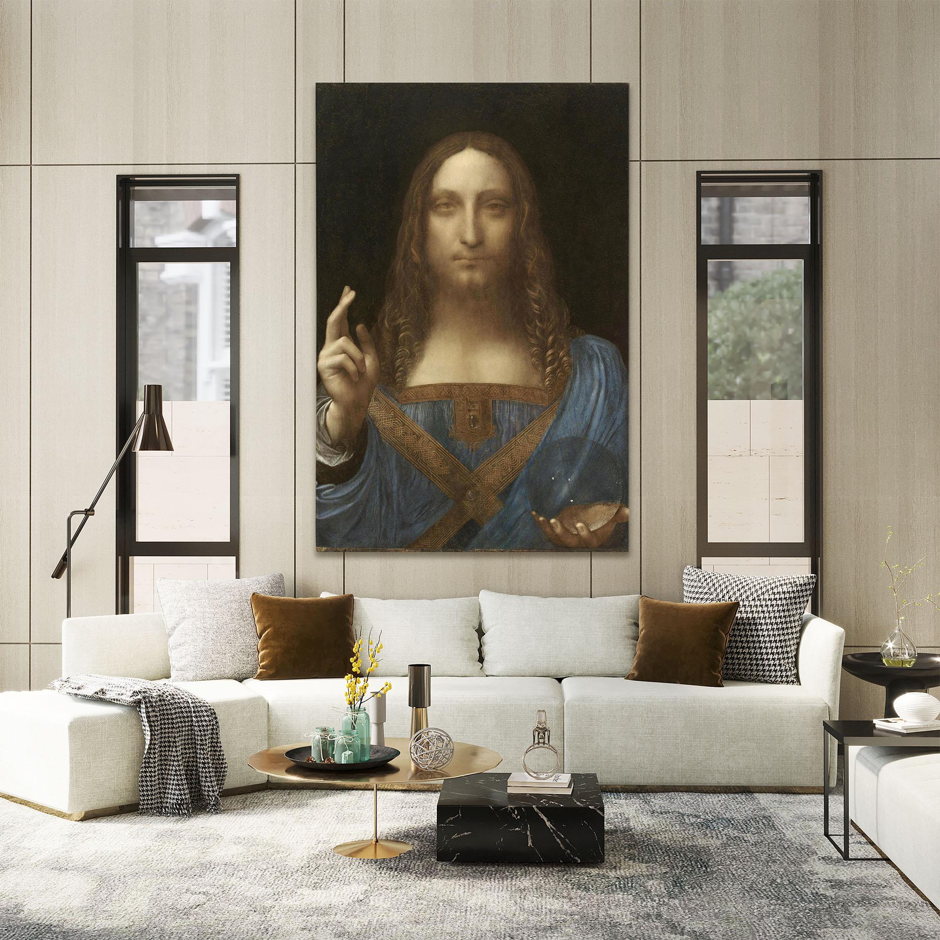 Leinwandbild Leonardo Da Vinci Salvator Mundi mockup 2