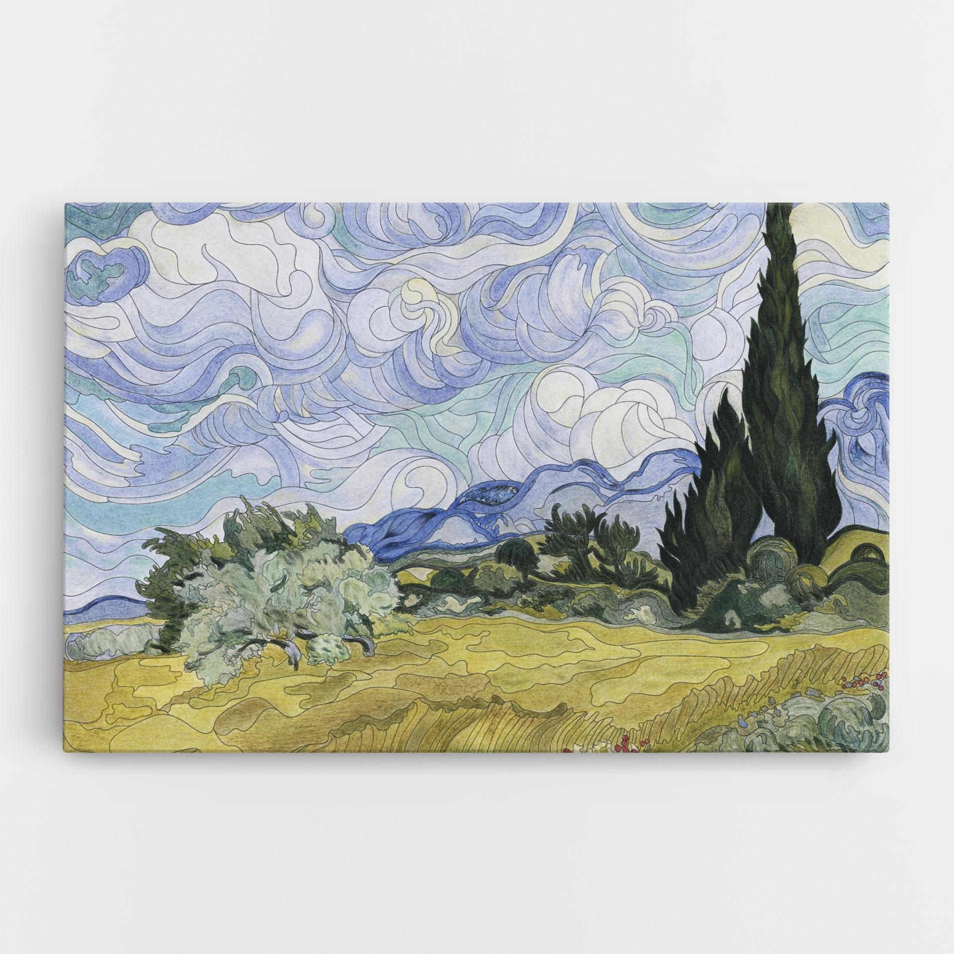 Leinwandbild Wheat Field Cypresses mockup 0