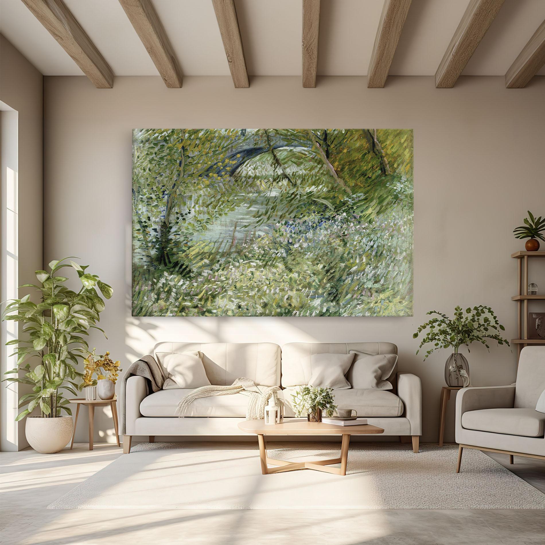 Leinwandbild River Bank Springtime mockup 6