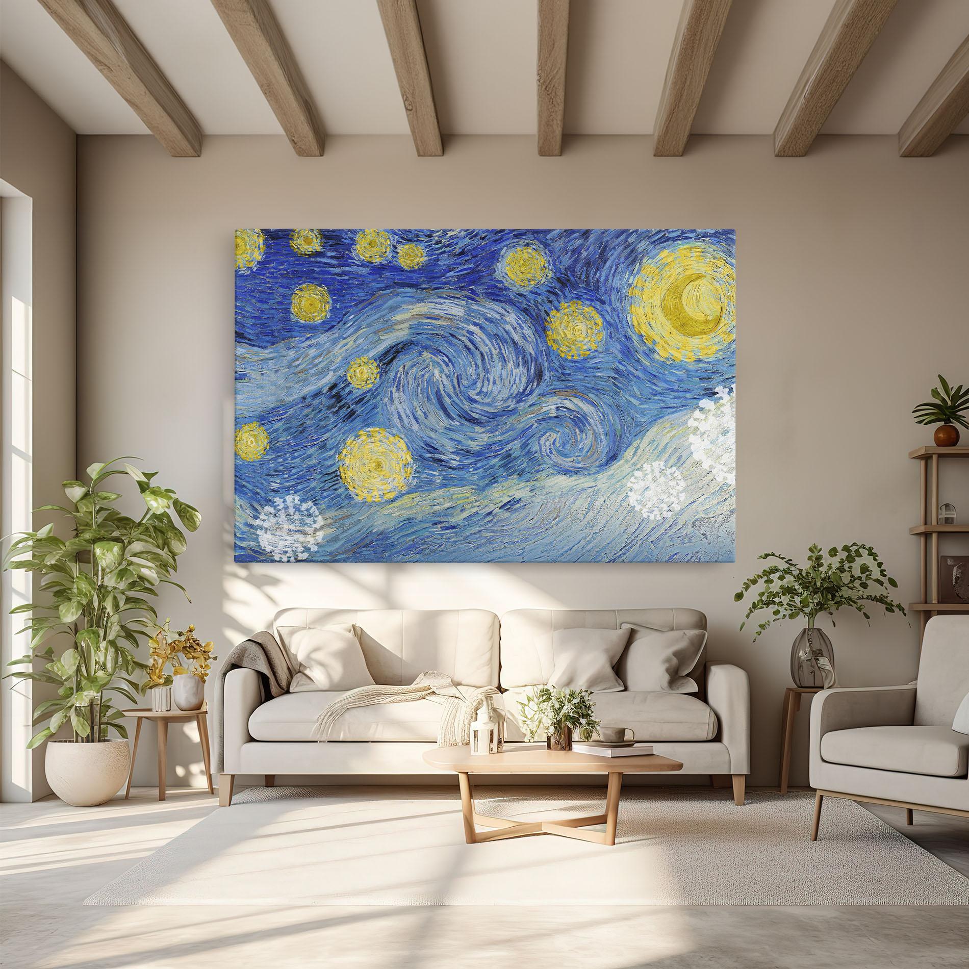 Leinwandbild Van Gogh Starry Night mockup 6