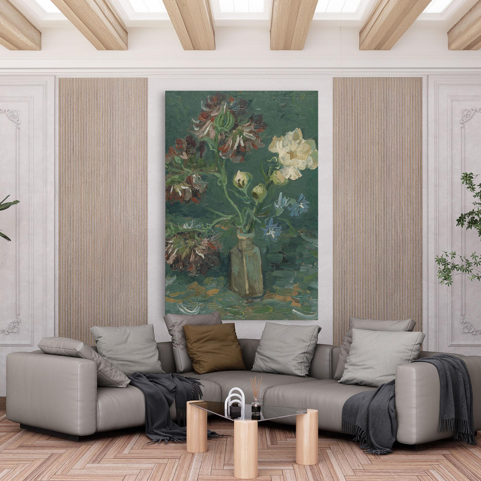 Leinwandbild Flesje Met Pioenrozen mockup 6
