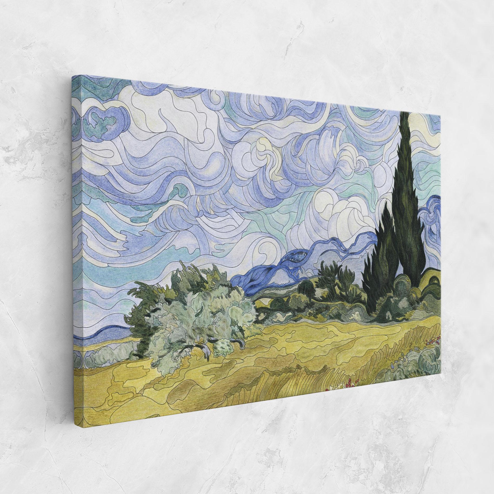 Leinwandbild Wheat Field Cypresses mockup 1