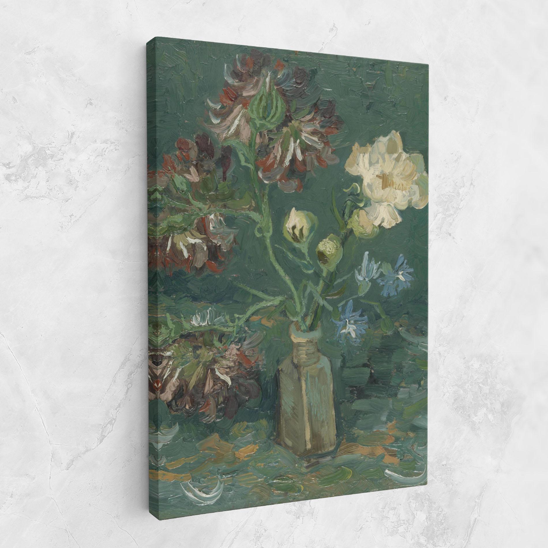 Leinwandbild Flesje Met Pioenrozen mockup 1