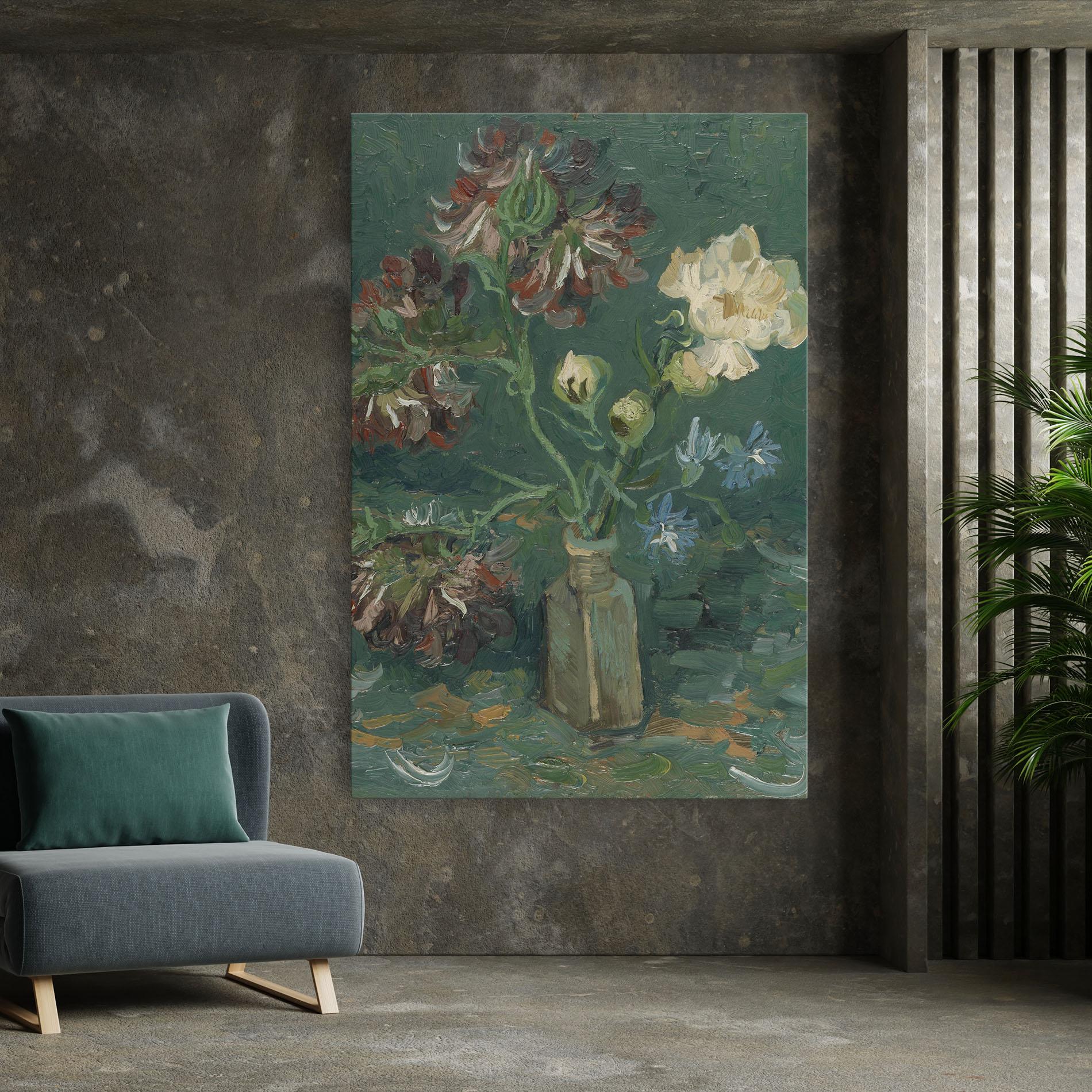 Leinwandbild Flesje Met Pioenrozen mockup 7