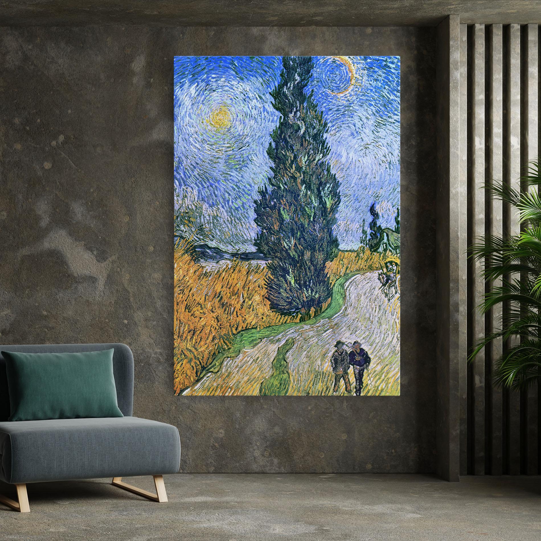 Leinwandbild Road With Cypress mockup 7