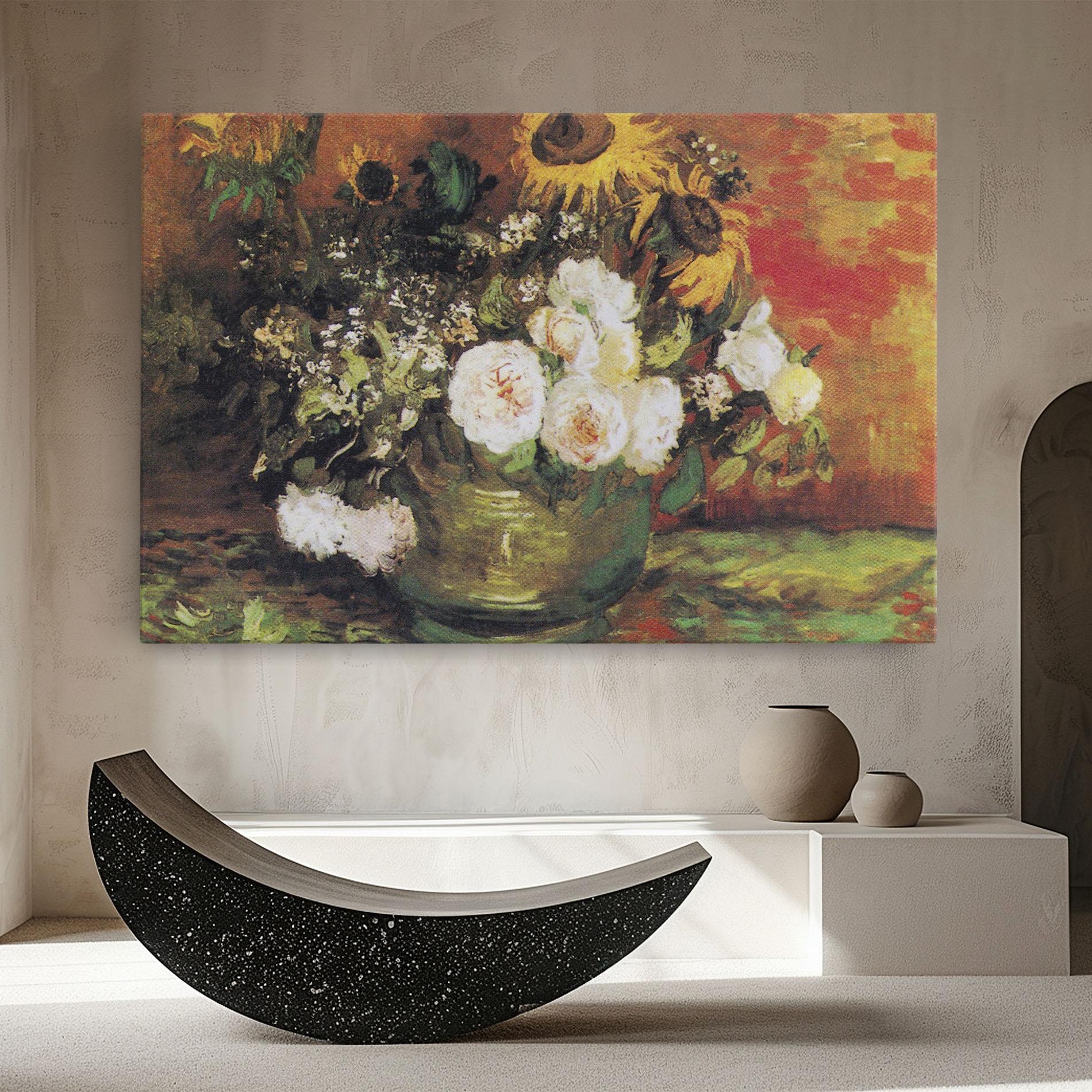 Leinwandbild Bowl With Sunflowers mockup 8