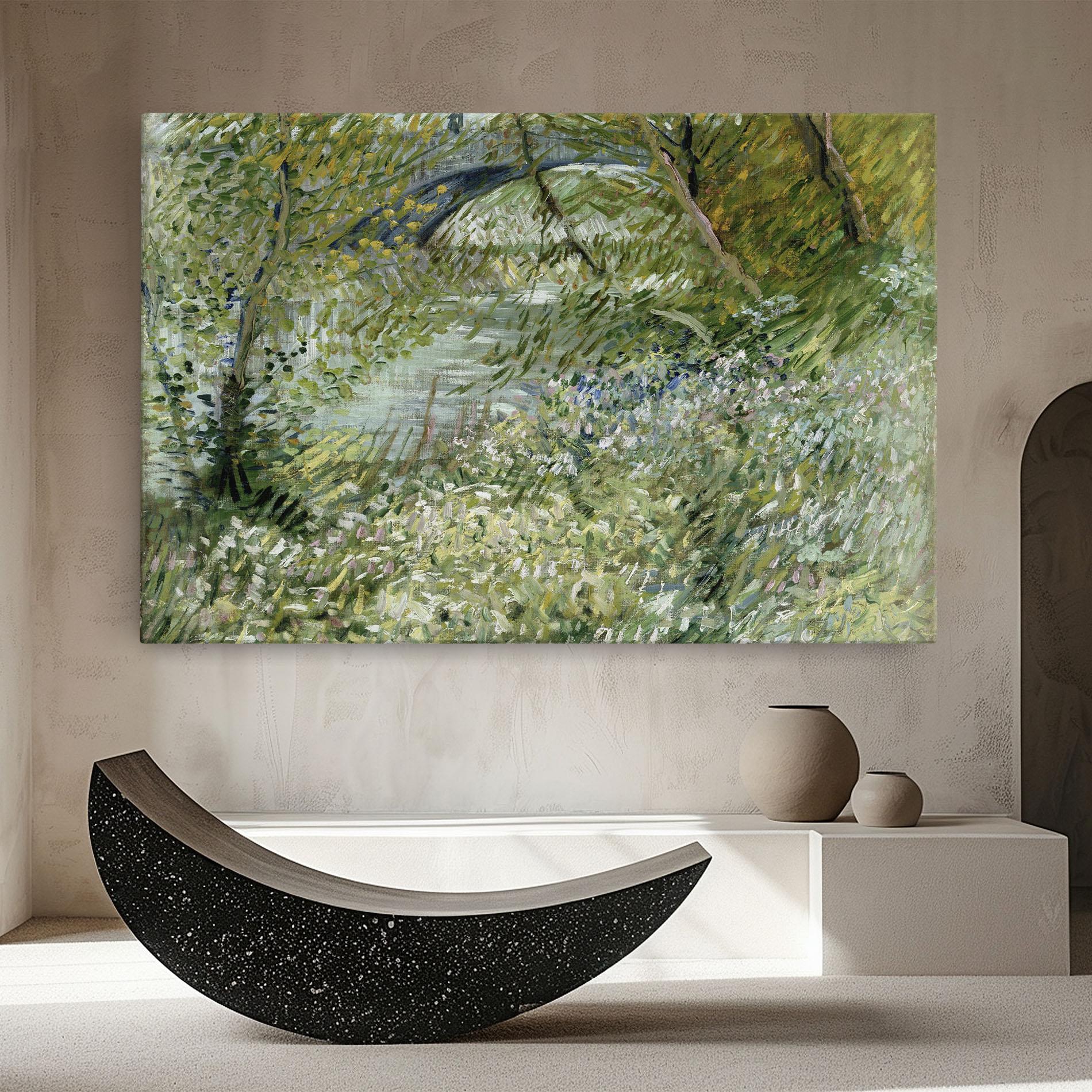 Leinwandbild River Bank Springtime mockup 8