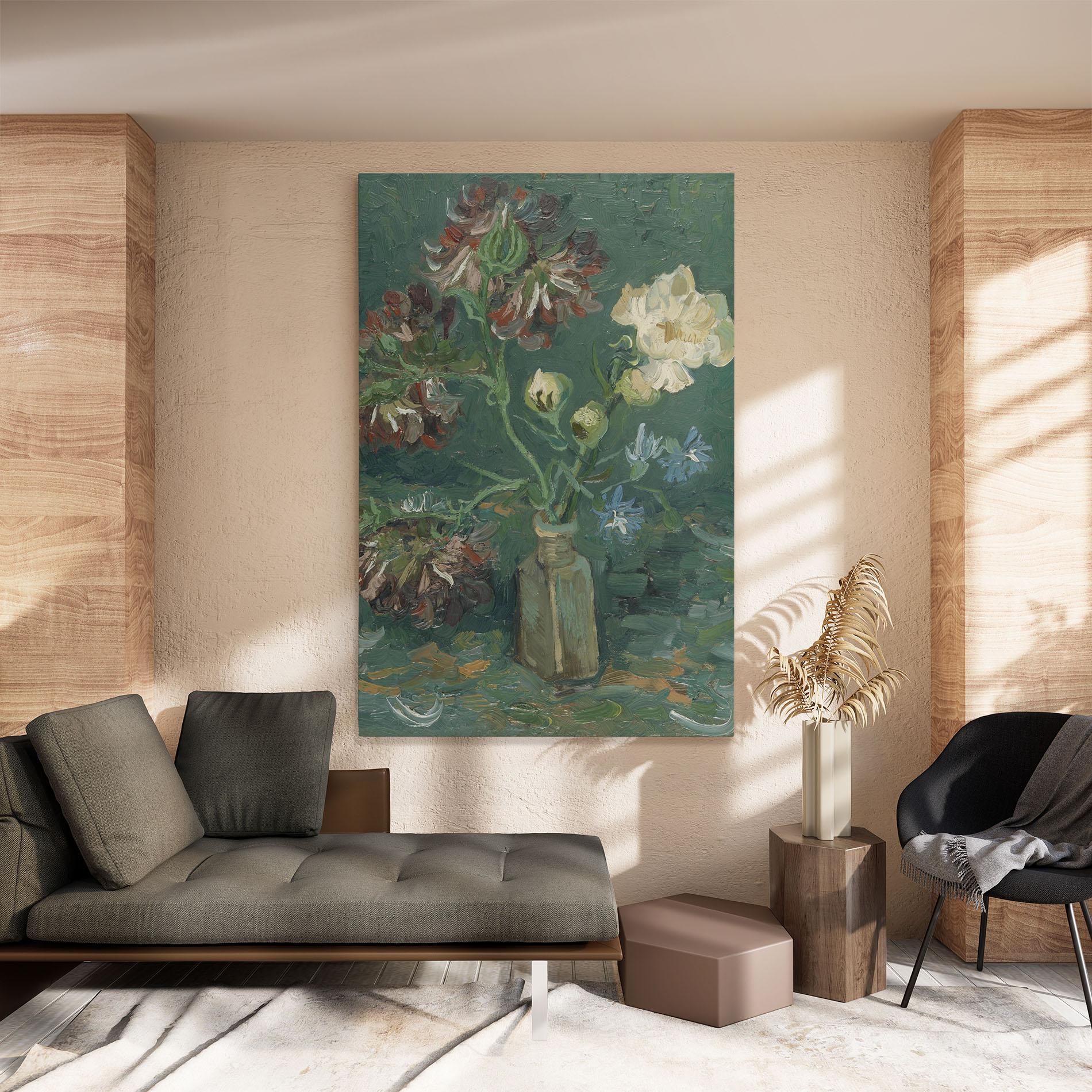 Leinwandbild Flesje Met Pioenrozen mockup 8