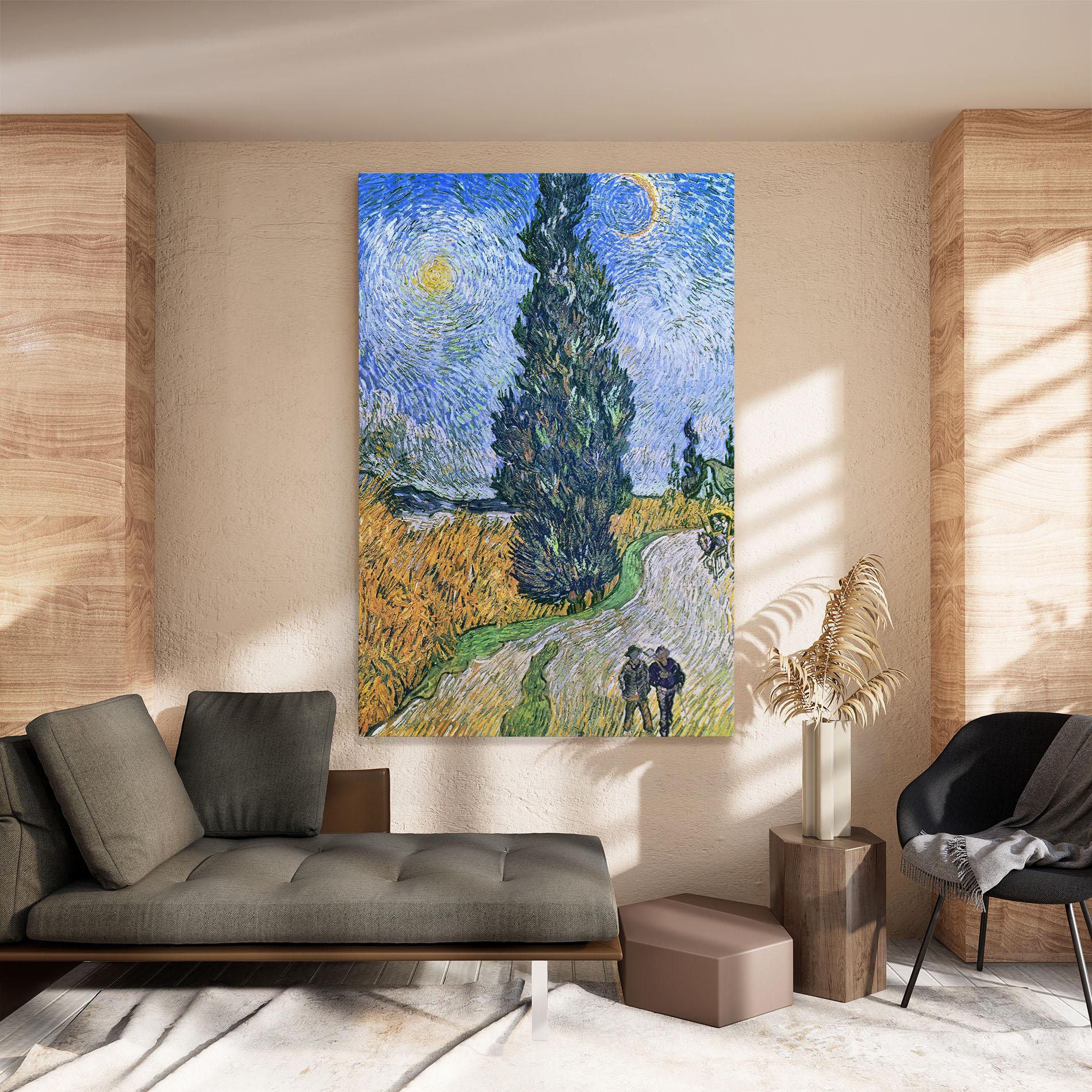 Leinwandbild Road With Cypress mockup 8