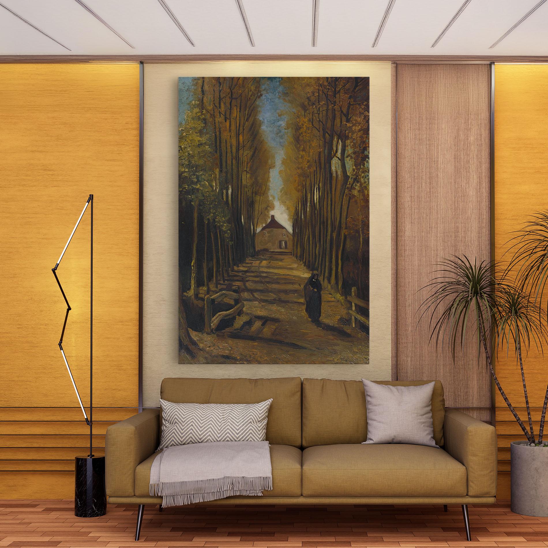 Leinwandbild Avenue Of Poplars Autumn mockup 9