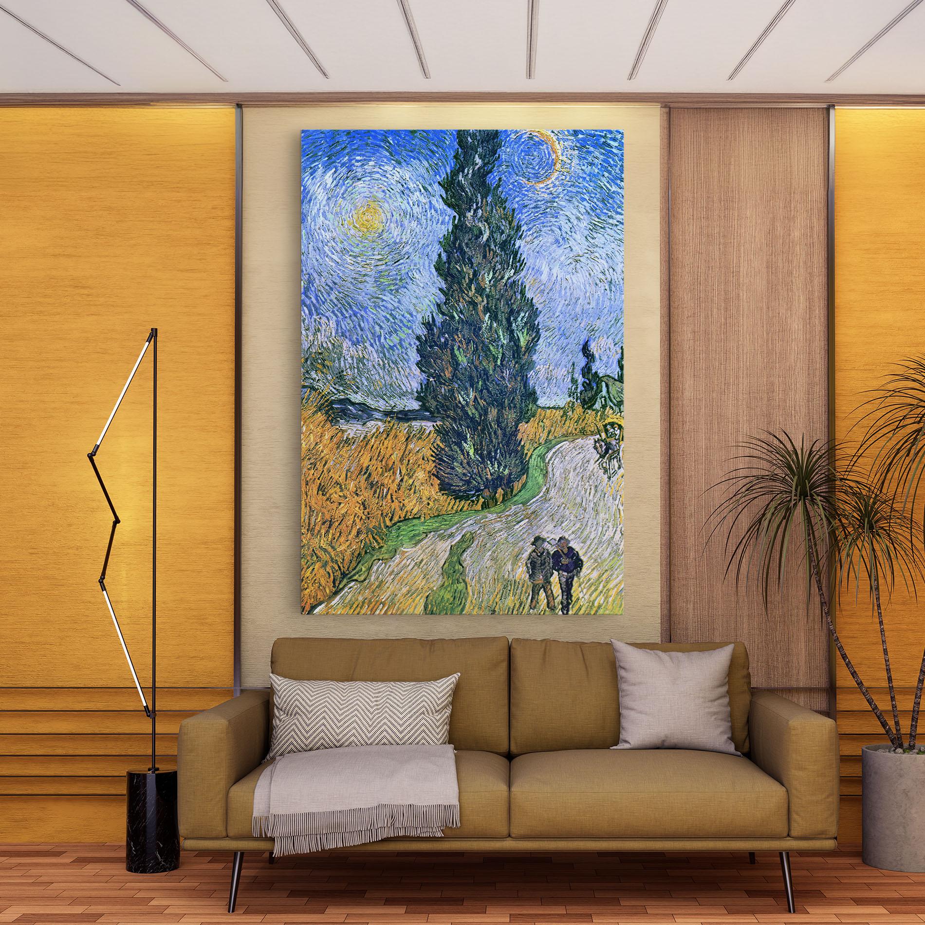 Leinwandbild Road With Cypress mockup 9