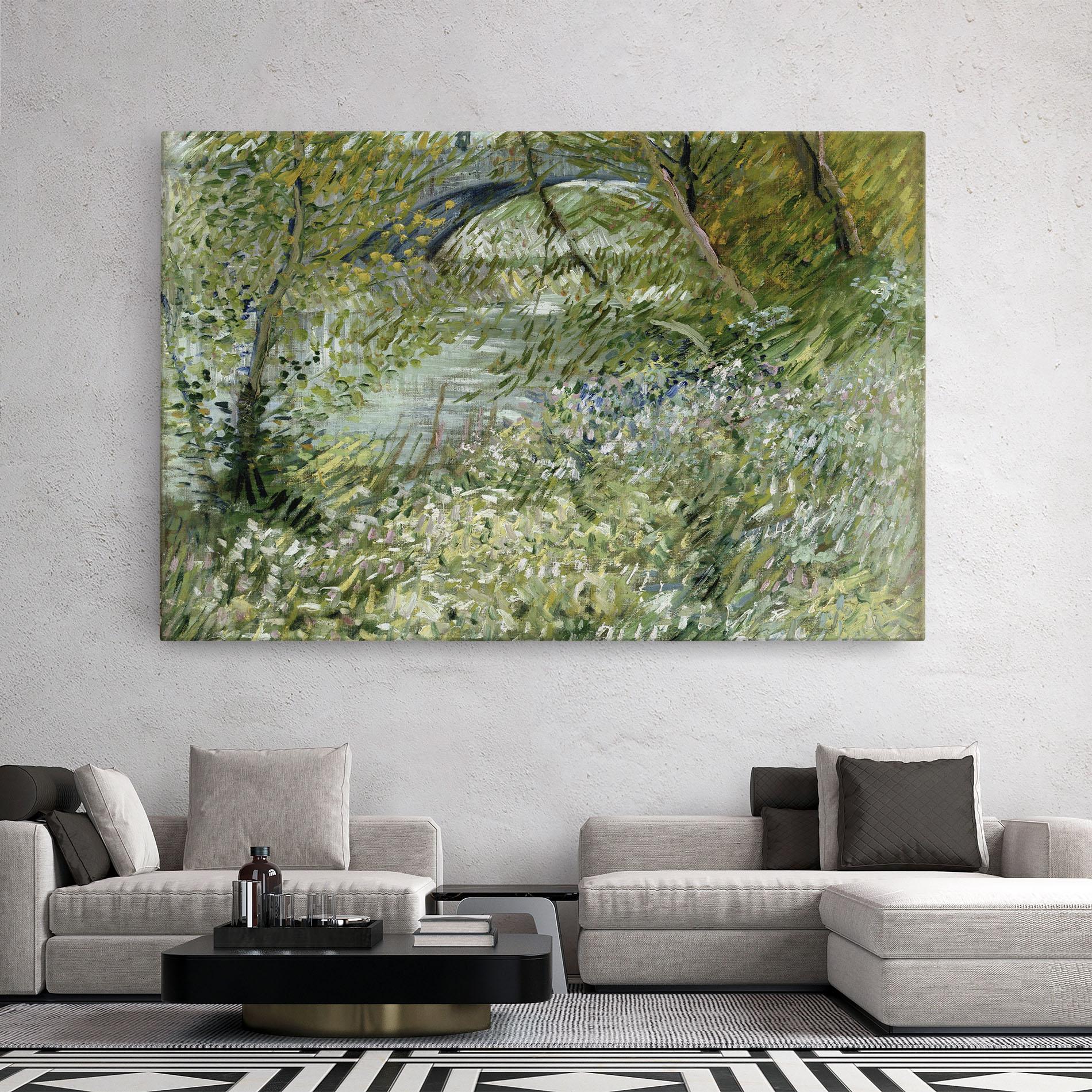 Leinwandbild River Bank Springtime mockup 2
