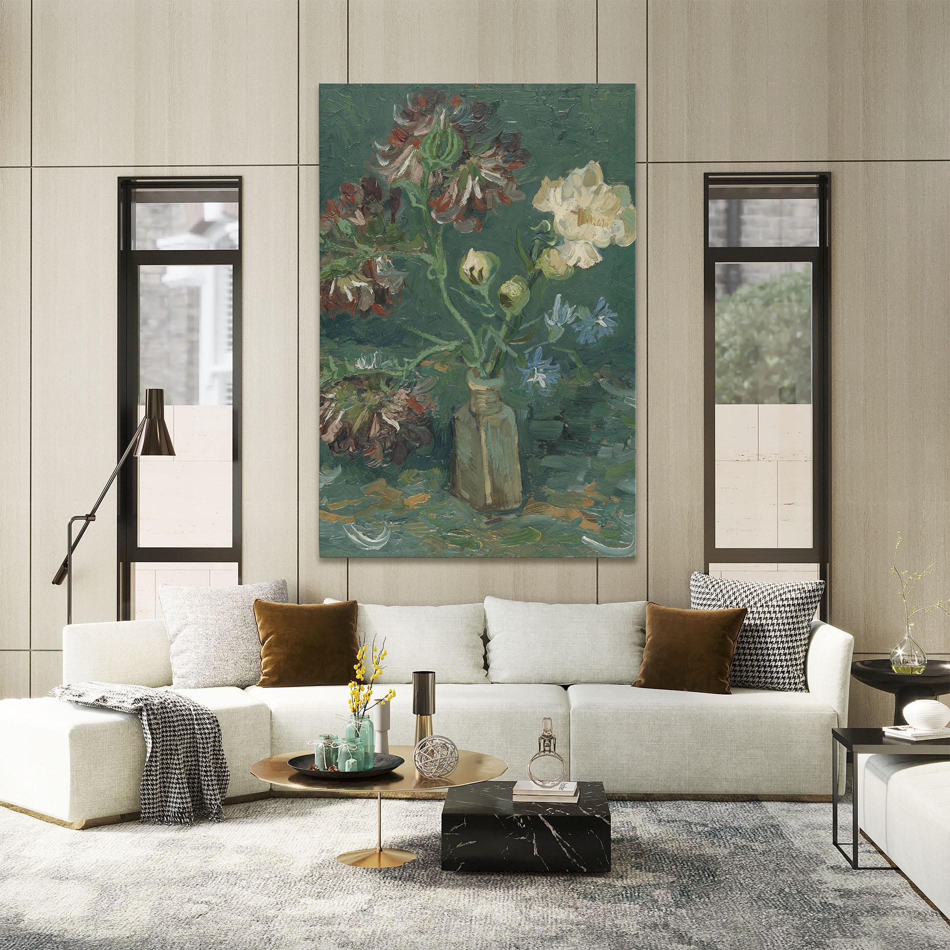Leinwandbild Flesje Met Pioenrozen mockup 2