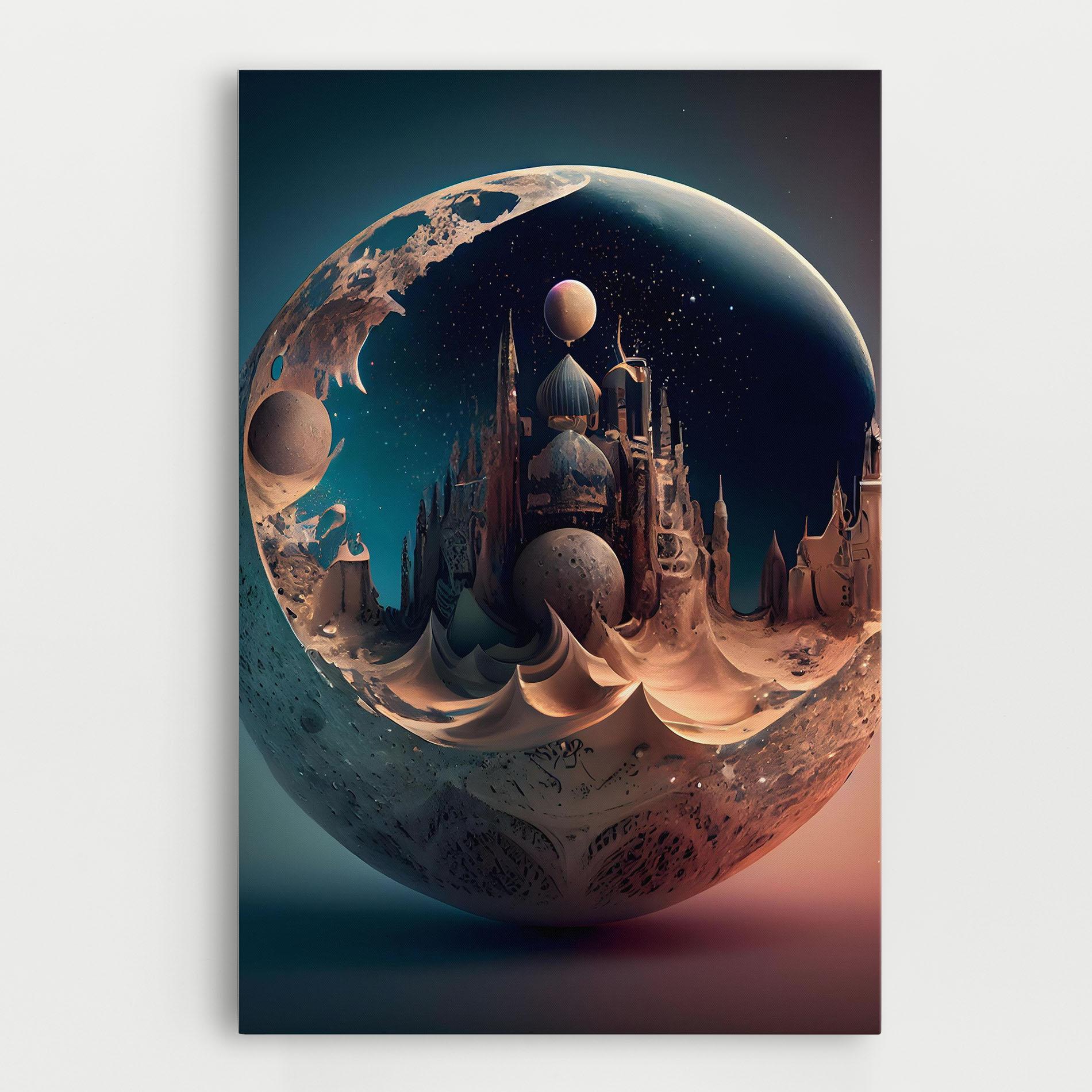 Leinwandbild Fantasy Planet Castle mockup 0