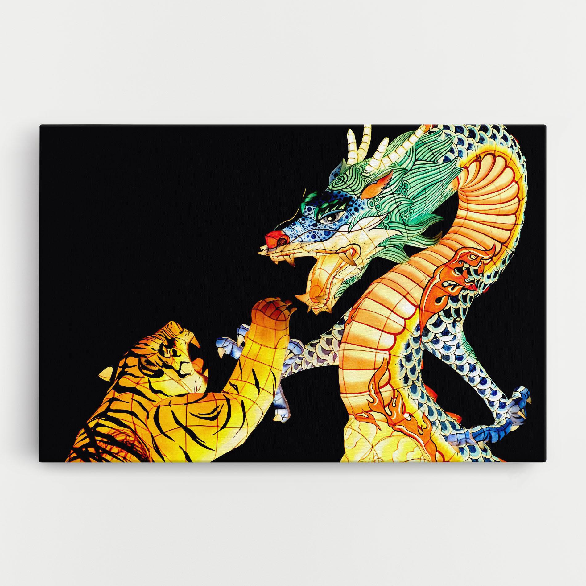 Leinwandbild Chinese Dragon And Tiger mockup 0