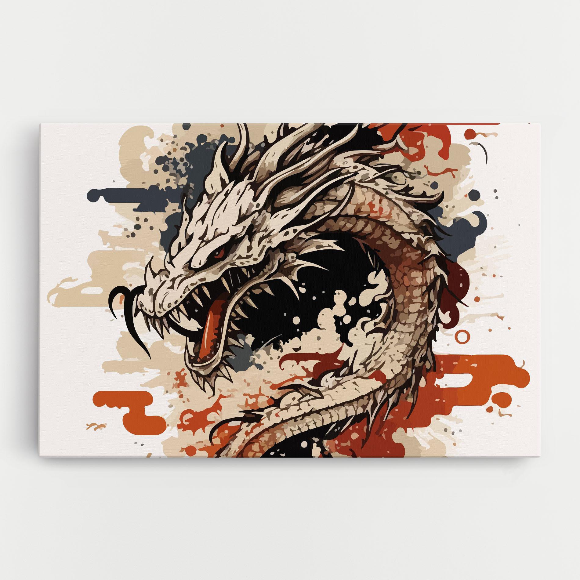 Leinwandbild Cream Dragon Art mockup 0