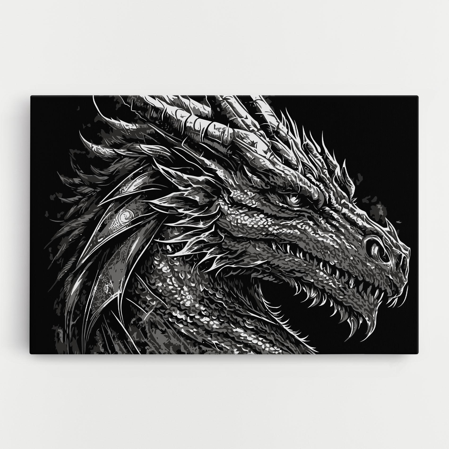 Leinwandbild Grey White Dragon mockup 0