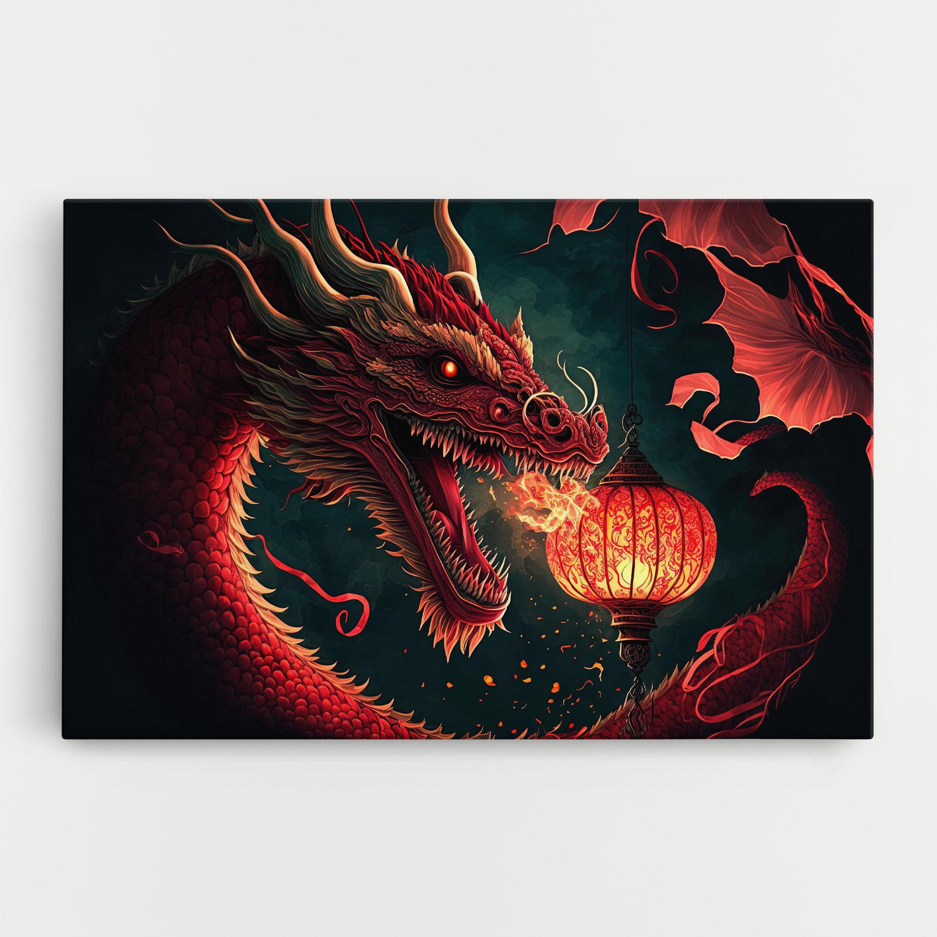 Leinwandbild Red Fire Dragon mockup 0