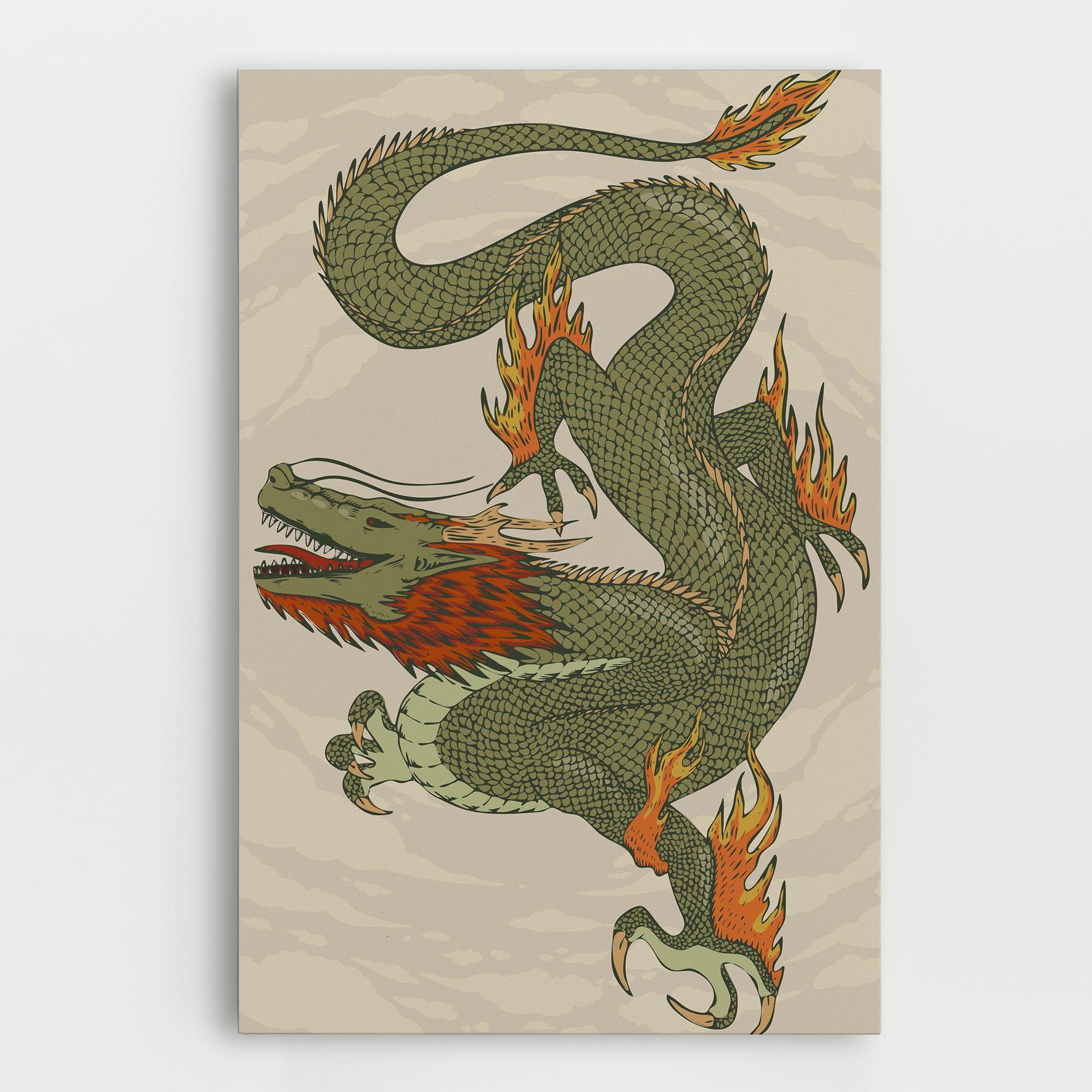 Leinwandbild Chinese Dragon Green mockup 0