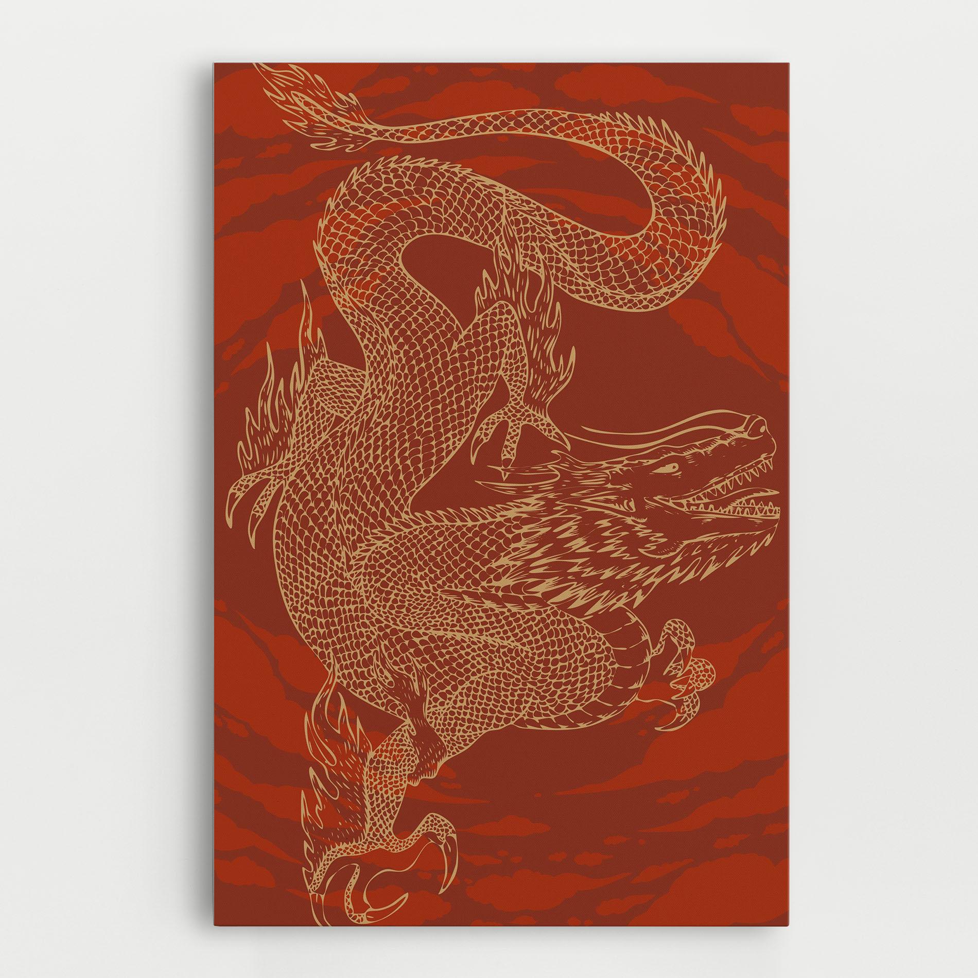 Leinwandbild Chinese Dragon Red mockup 0