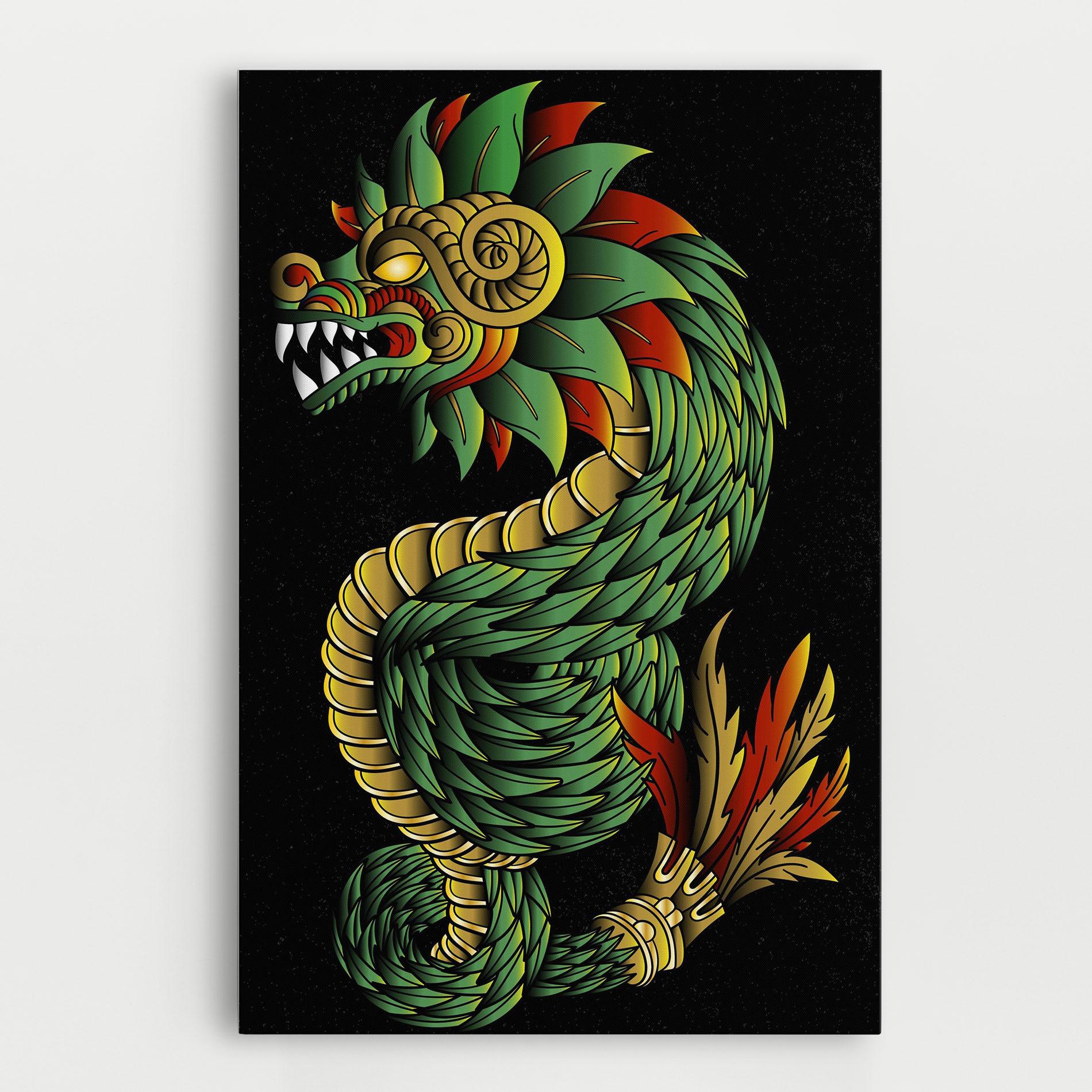 Leinwandbild Green Yellow Dragon mockup 0