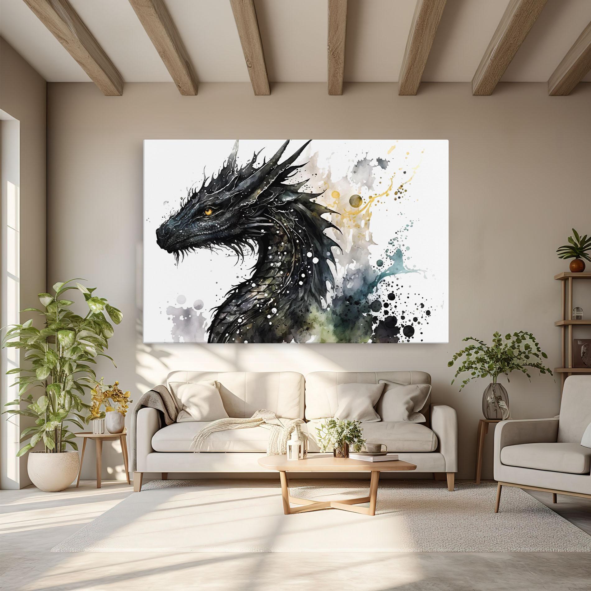 Leinwandbild Black Dragon Art mockup 6