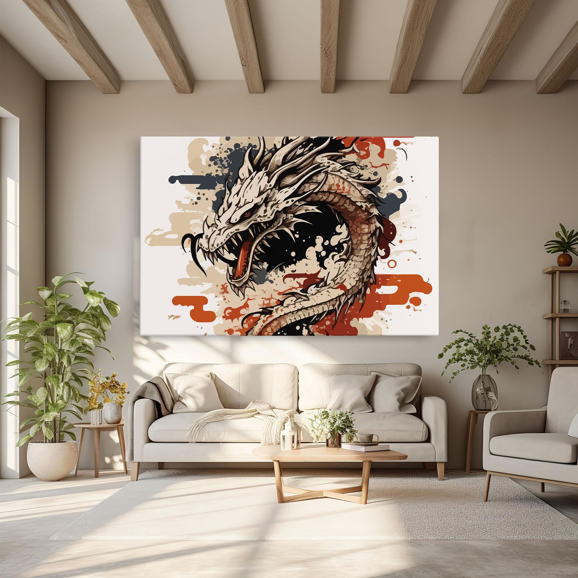 Leinwandbild Cream Dragon Art mockup 6