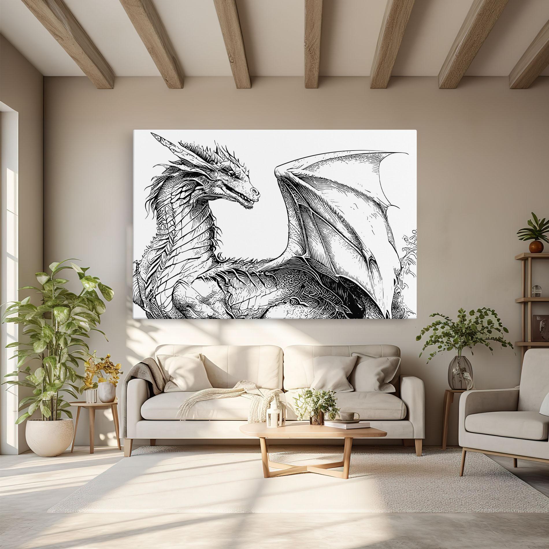 Leinwandbild Dragon Sketch mockup 6