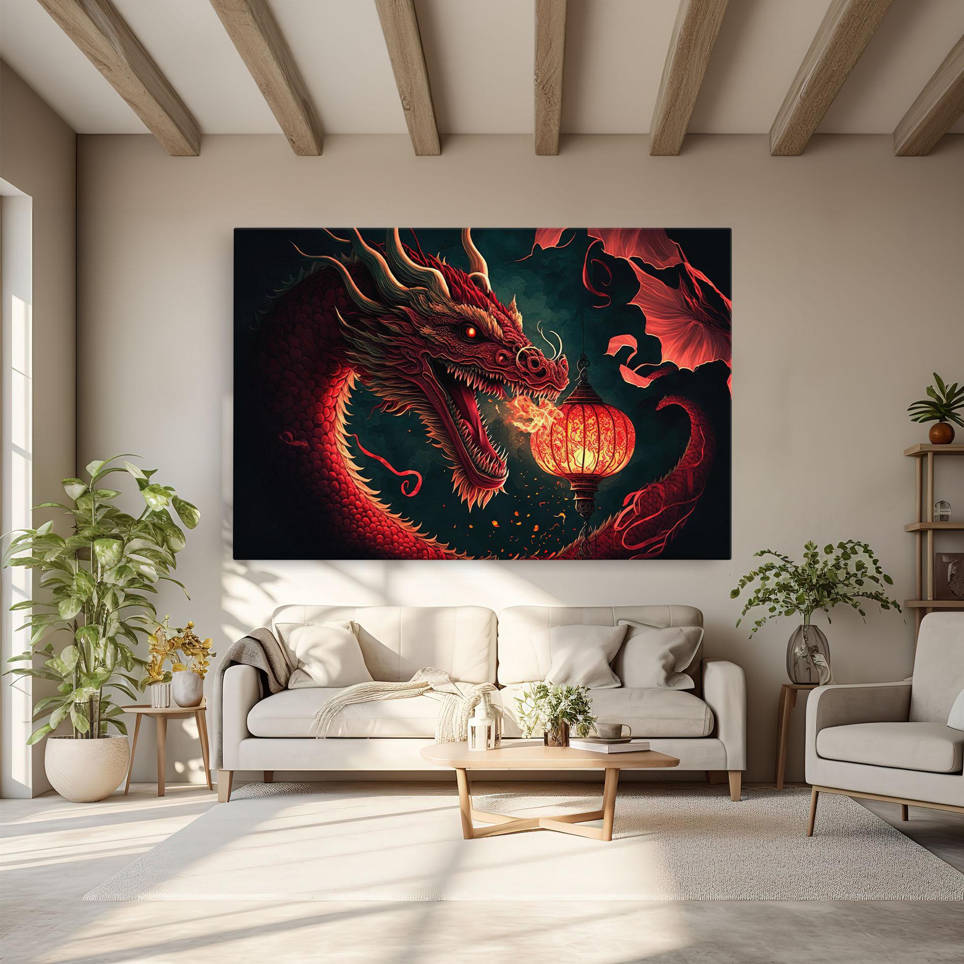 Leinwandbild Red Fire Dragon mockup 6
