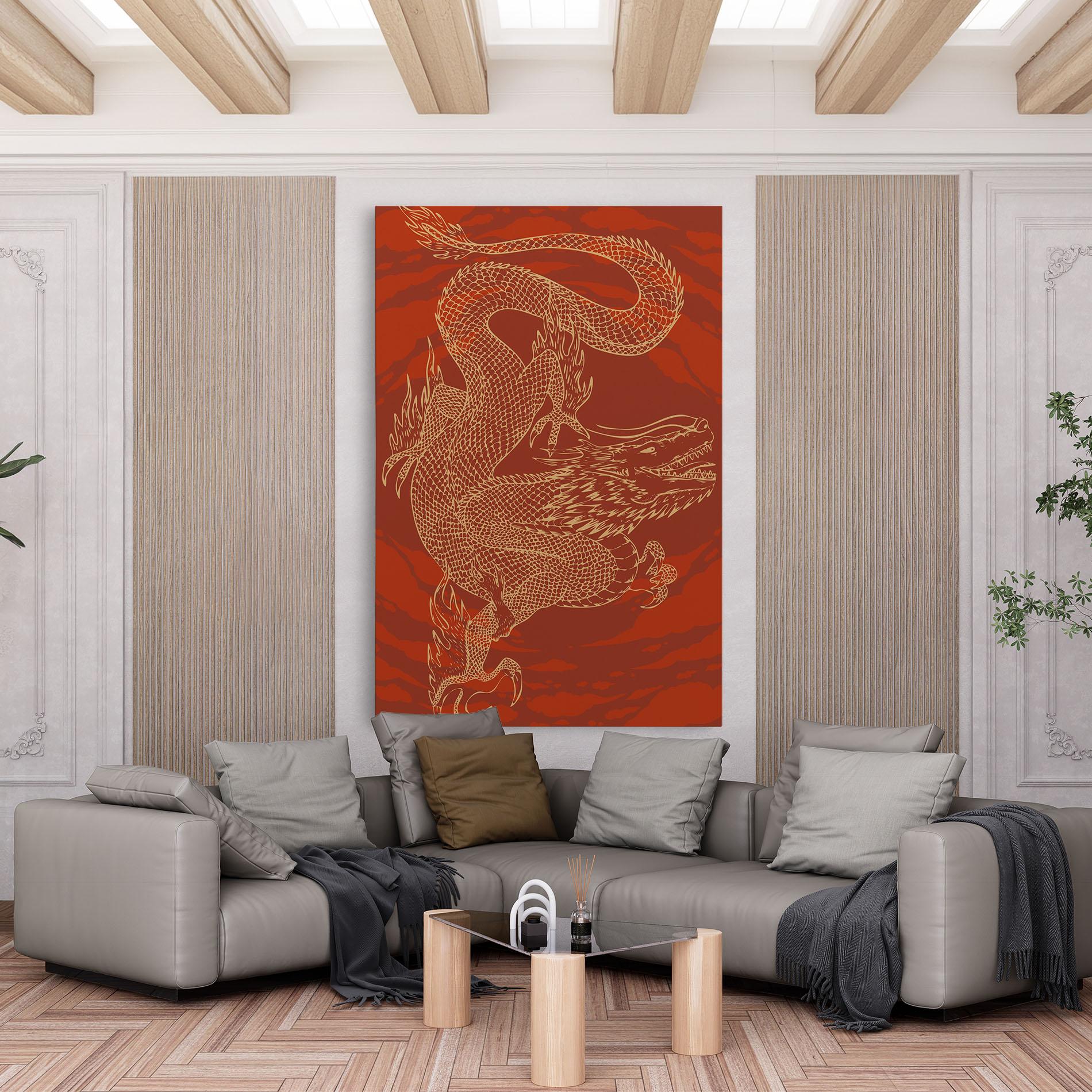 Leinwandbild Chinese Dragon Red mockup 6