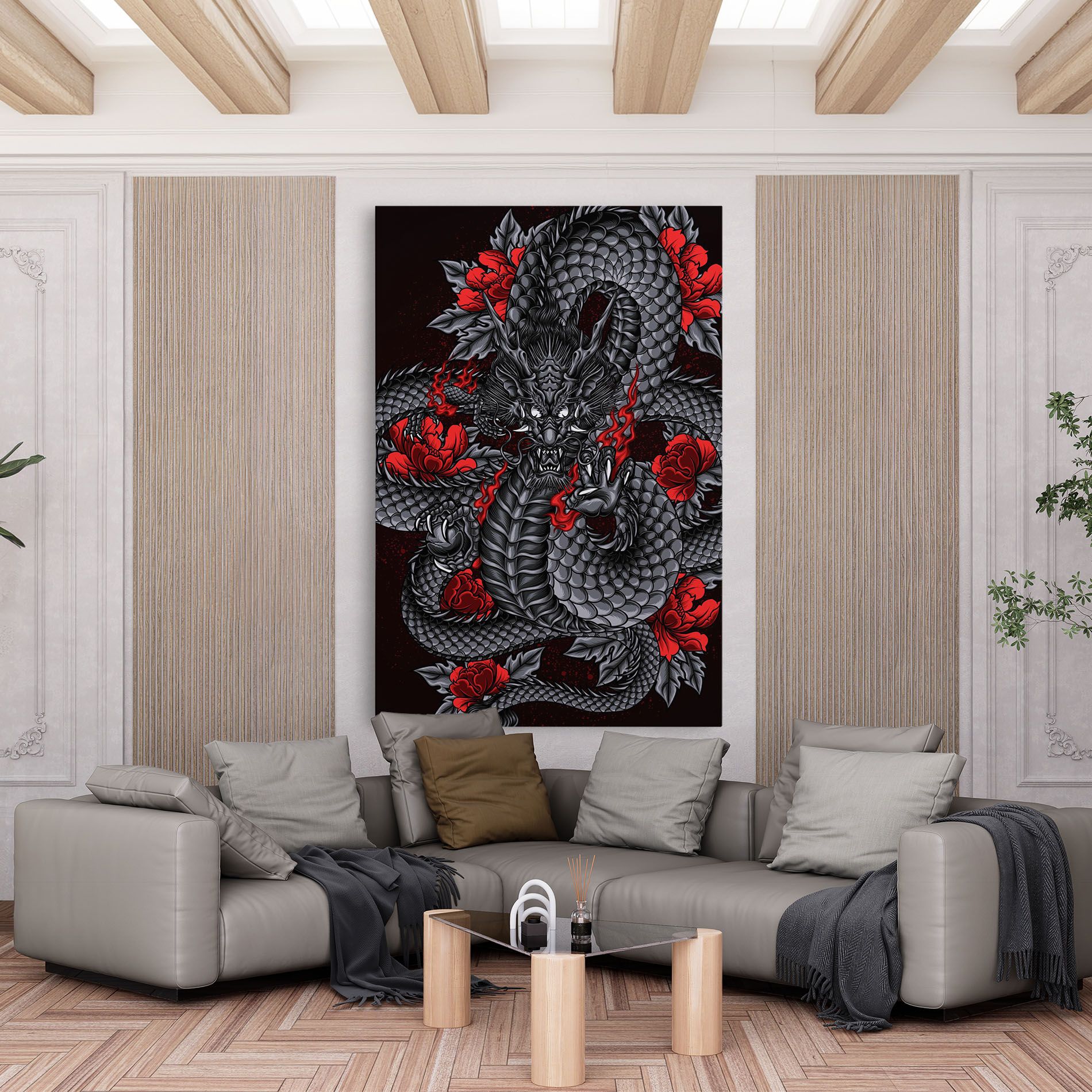 Red Flower Dragon mockup 6