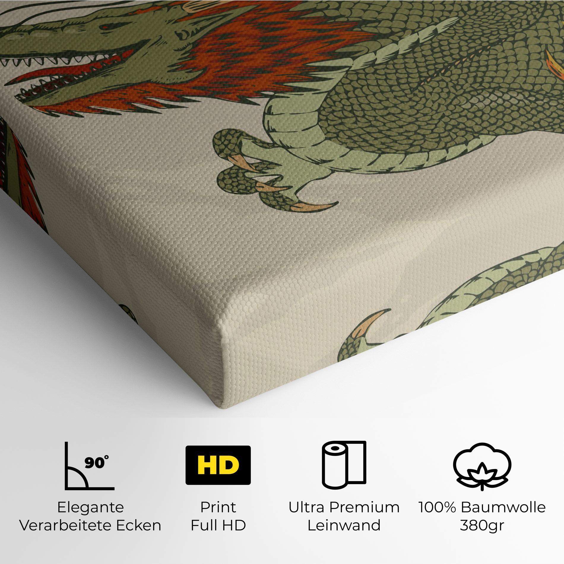 Leinwandbild Chinese Dragon Green mockup 4