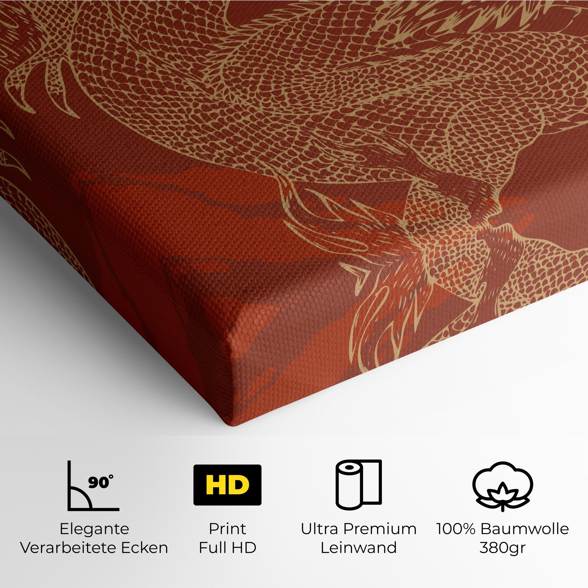 Leinwandbild Chinese Dragon Red mockup 4