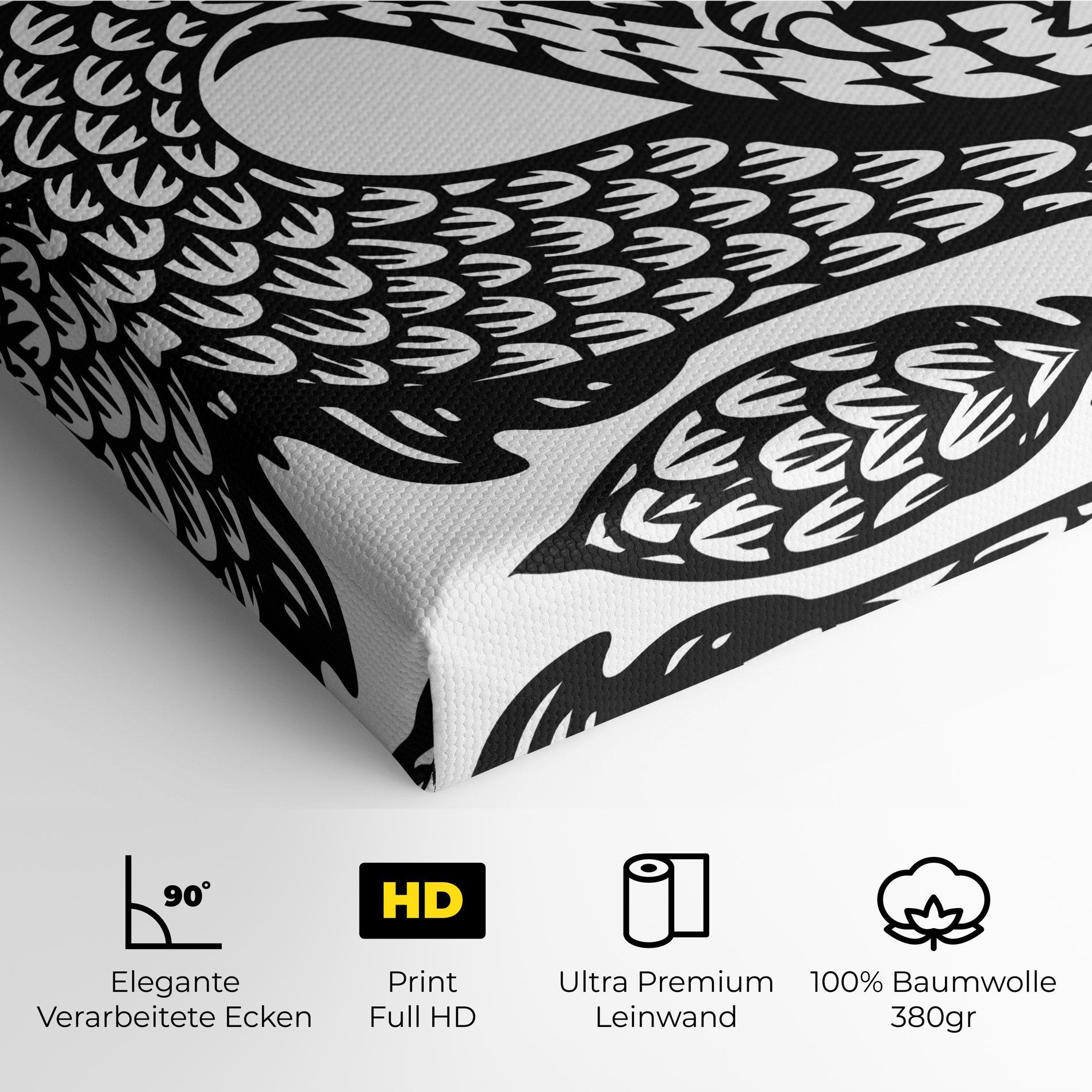 Leinwandbild Dragon Black Line mockup 4