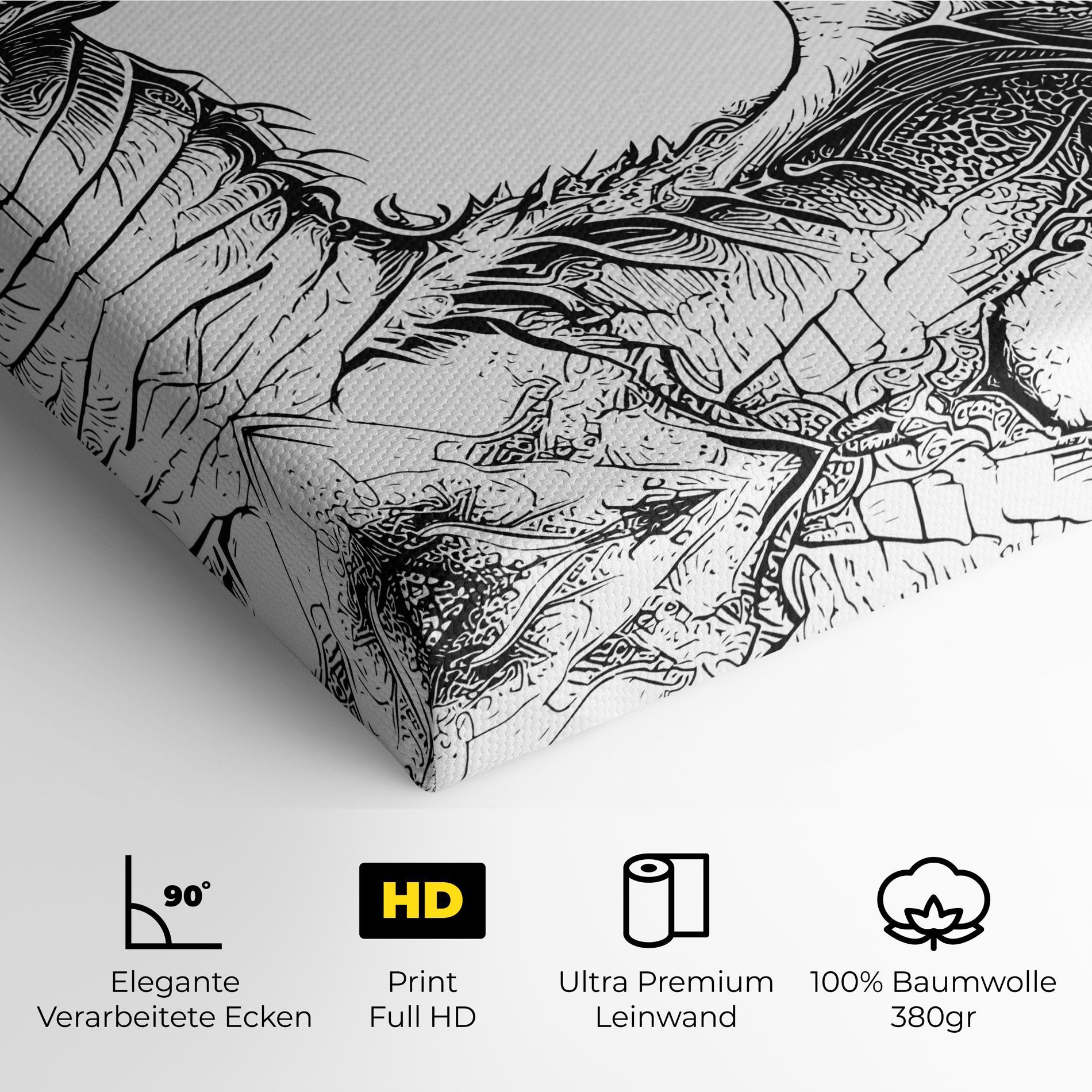 Leinwandbild Dragon Sketch mockup 4