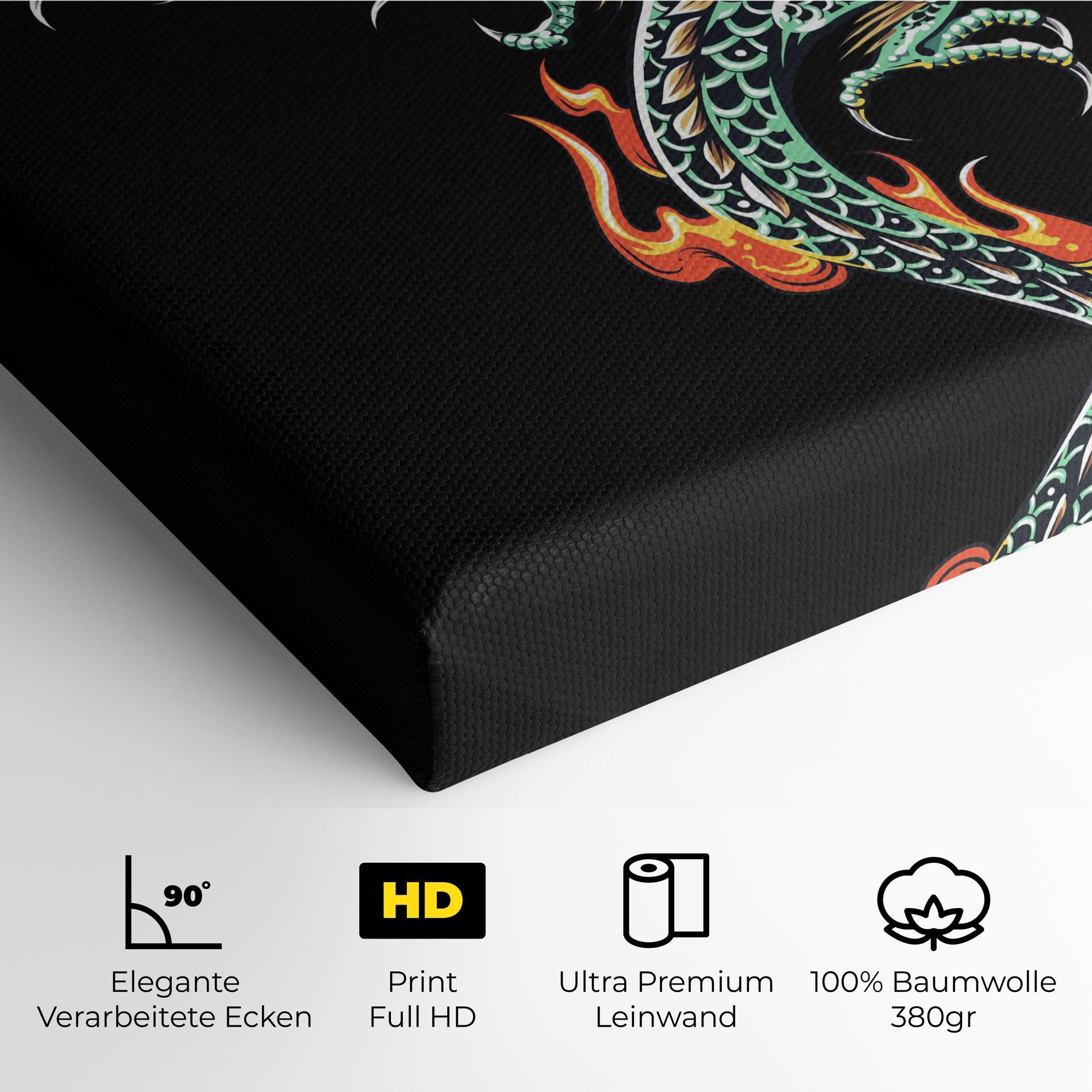 Leinwandbild Green Fire Dragon mockup 4