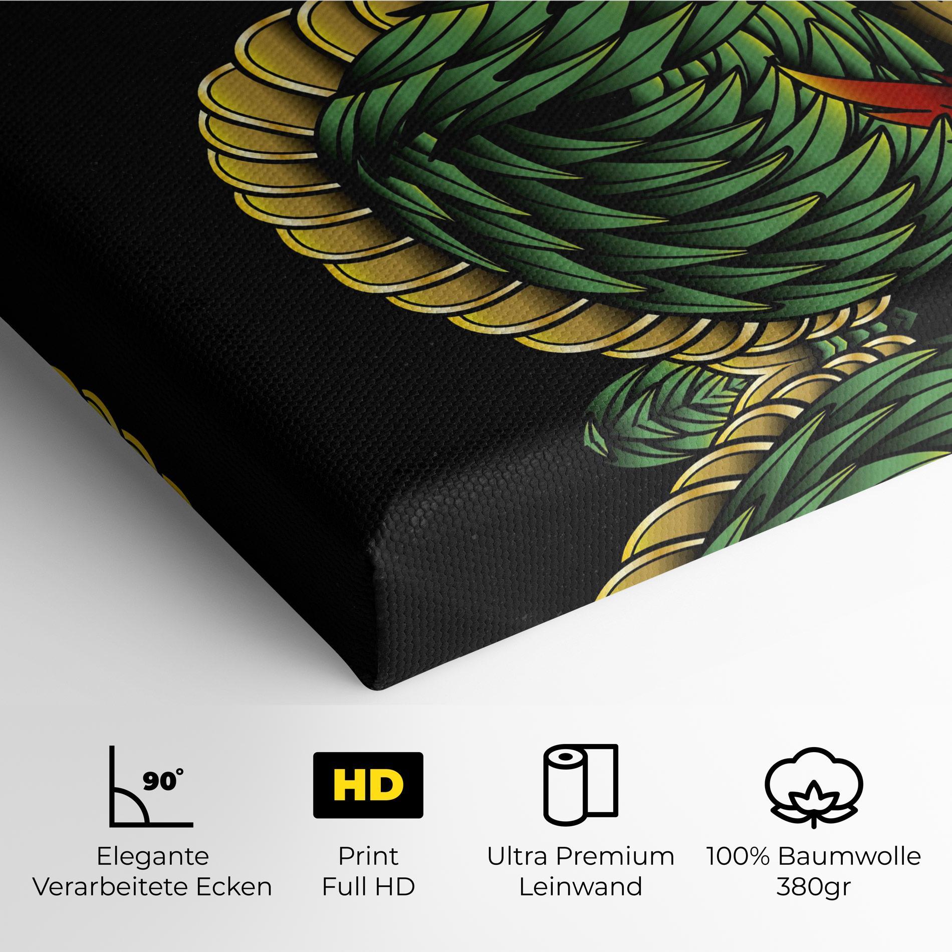 Leinwandbild Green Yellow Dragon mockup 4