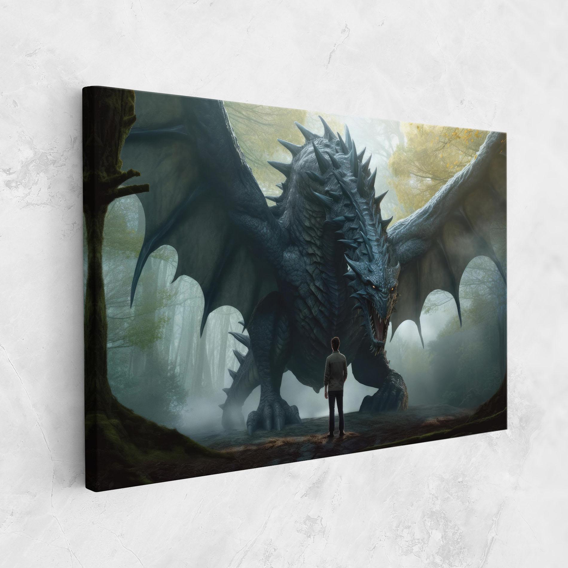 Leinwandbild Huge Dragon Fantasy mockup 1