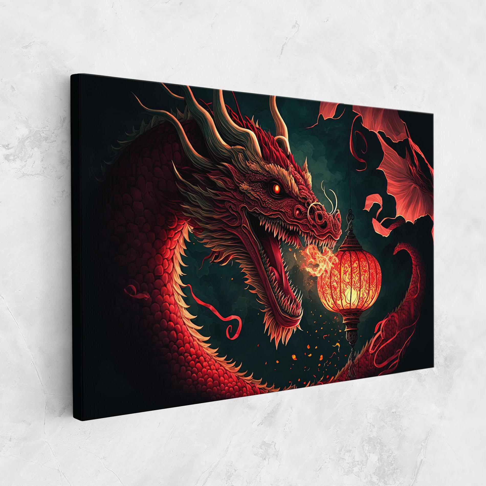 Leinwandbild Red Fire Dragon mockup 1