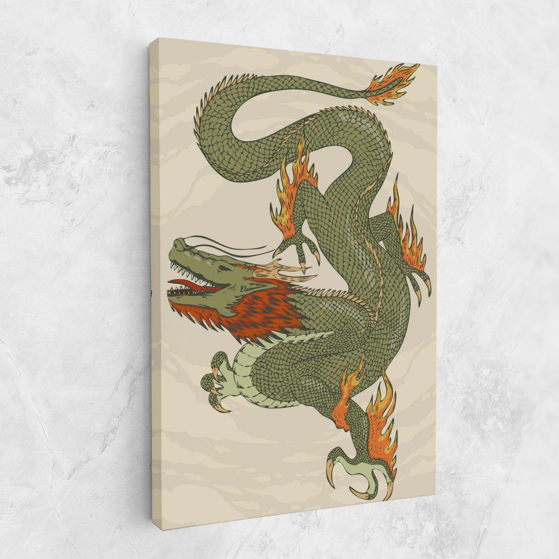 Leinwandbild Chinese Dragon Green mockup 1