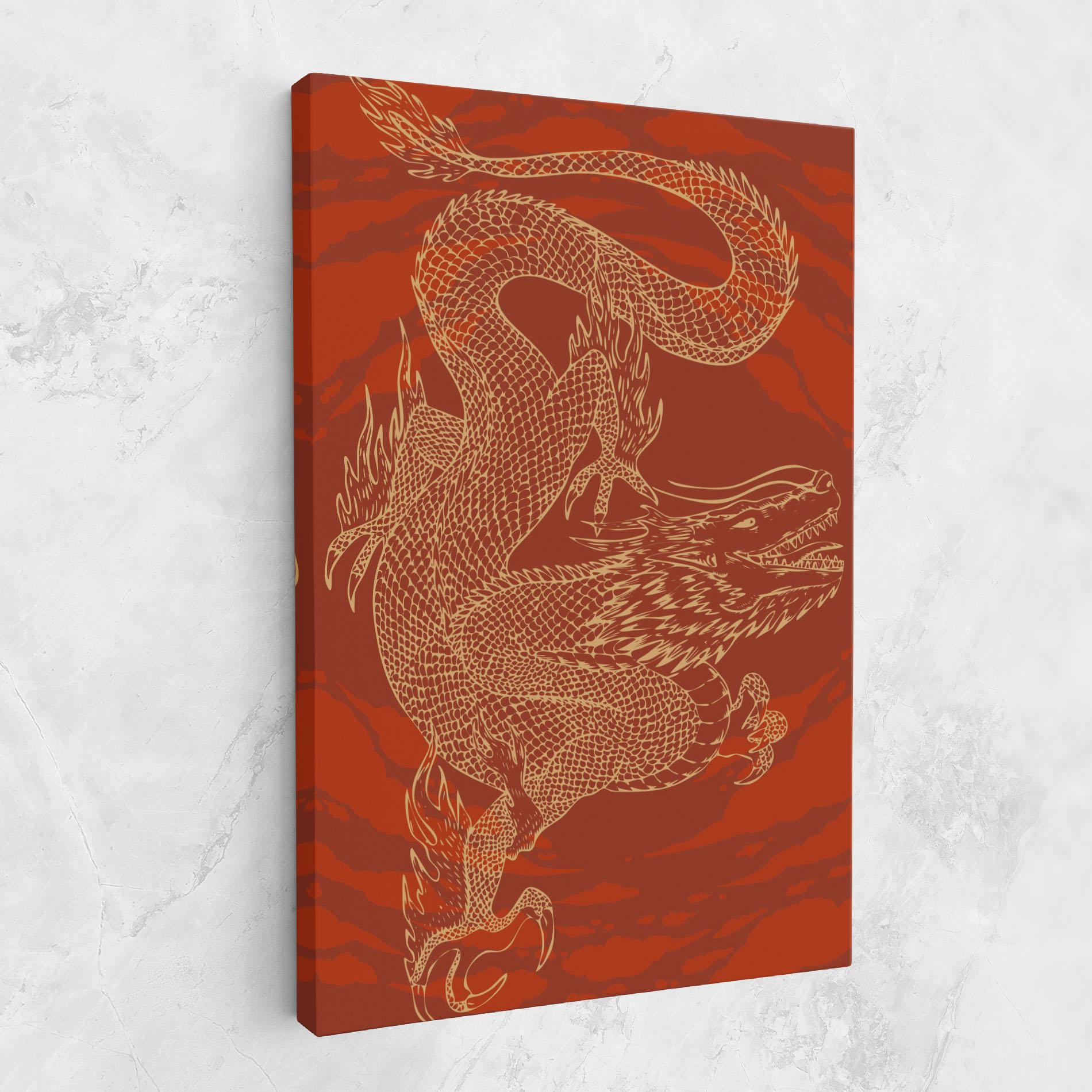 Leinwandbild Chinese Dragon Red mockup 1