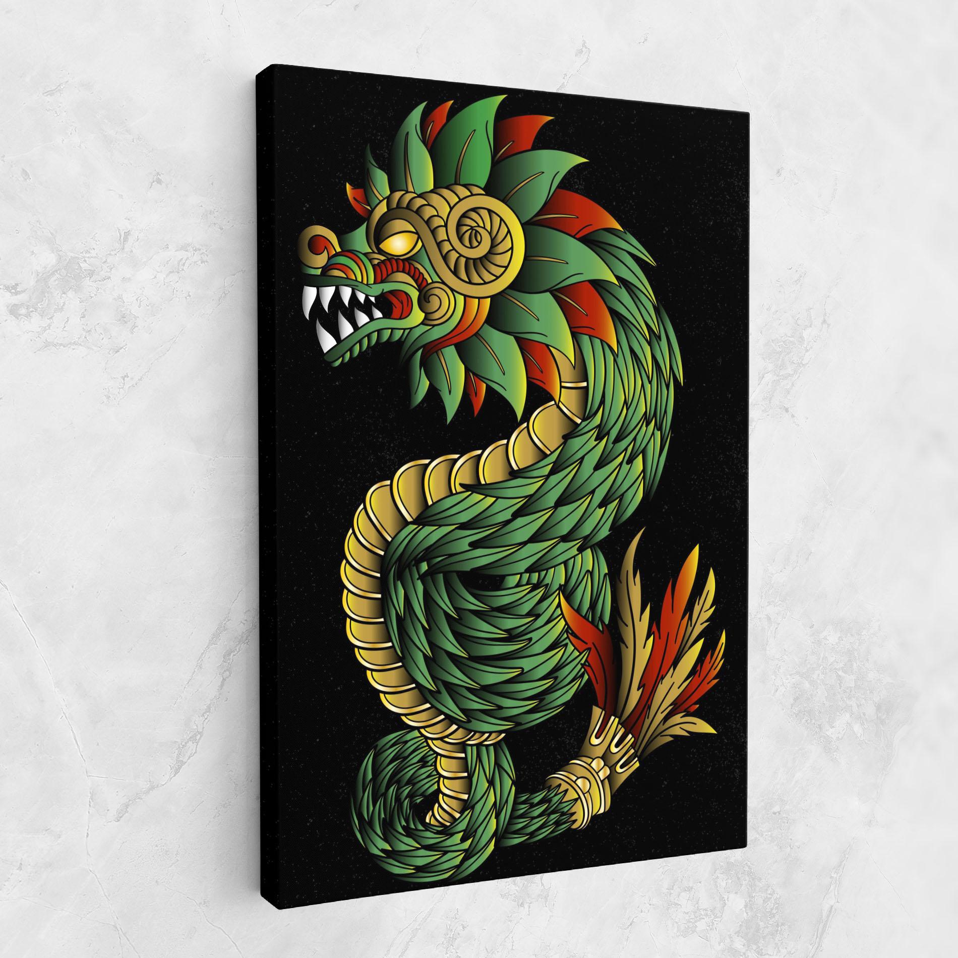 Leinwandbild Green Yellow Dragon mockup 1