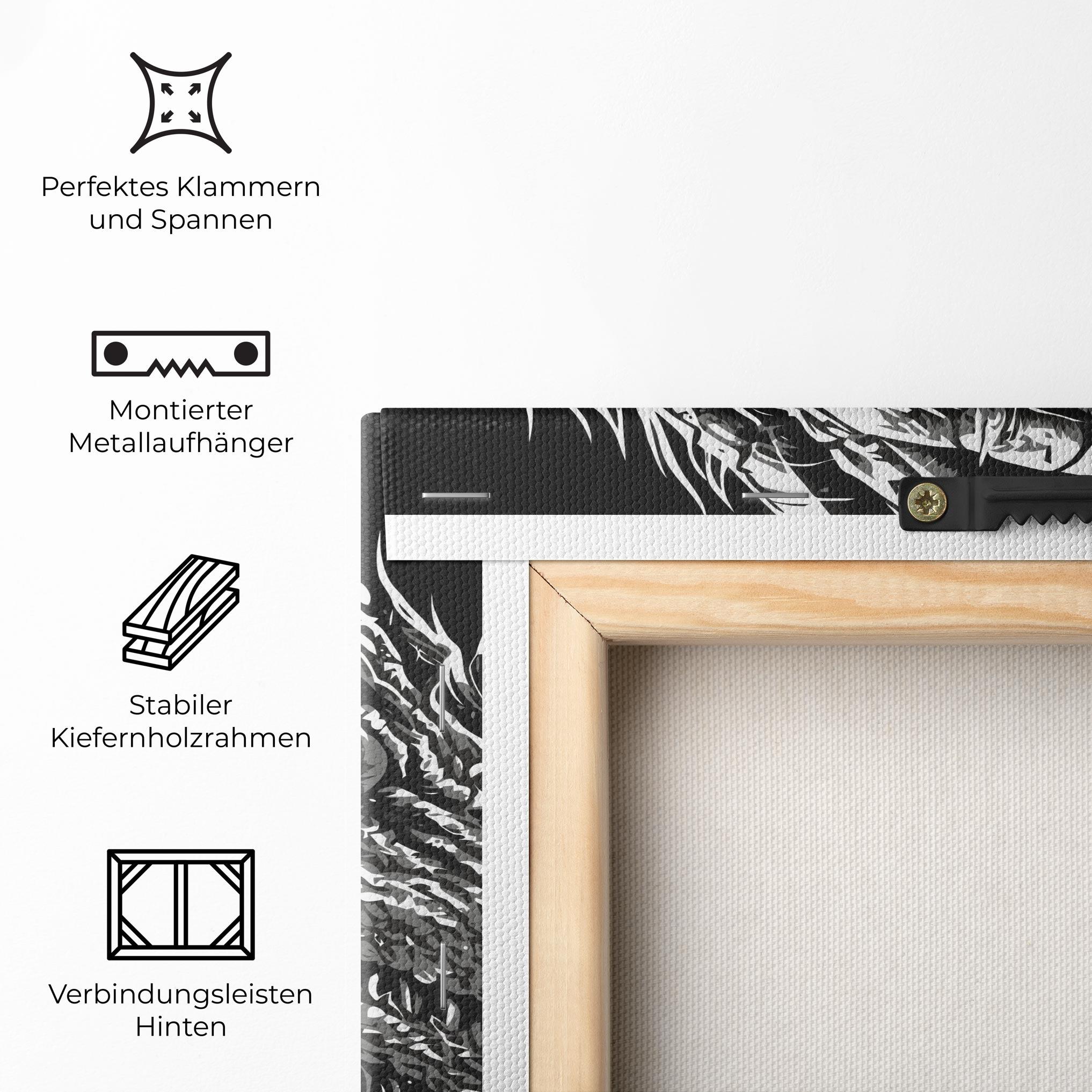 Leinwandbild Grey White Dragon mockup 5