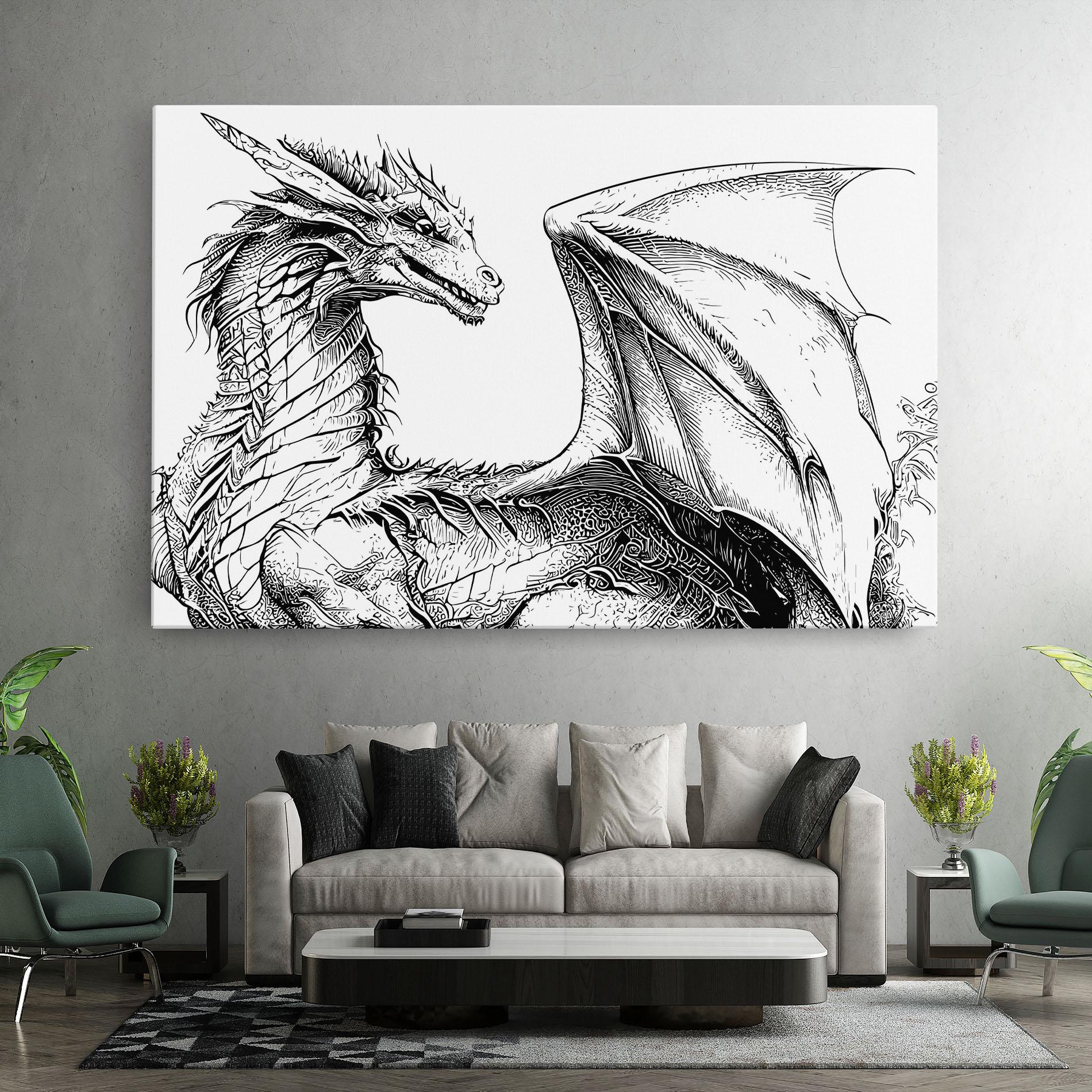 Leinwandbild Dragon Sketch mockup 7