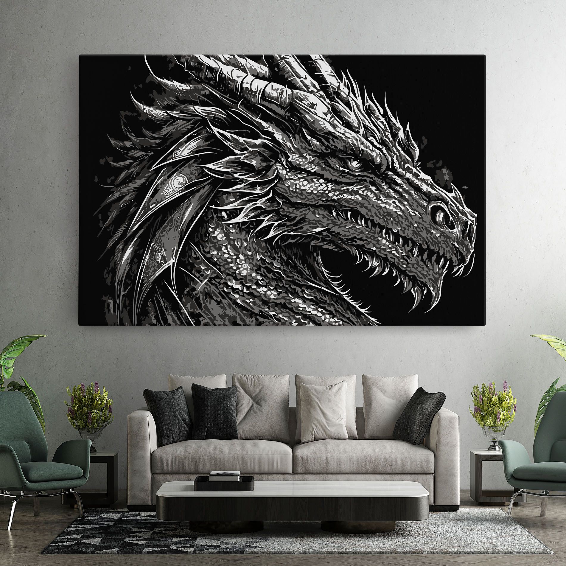 Grey White Dragon mockup 7