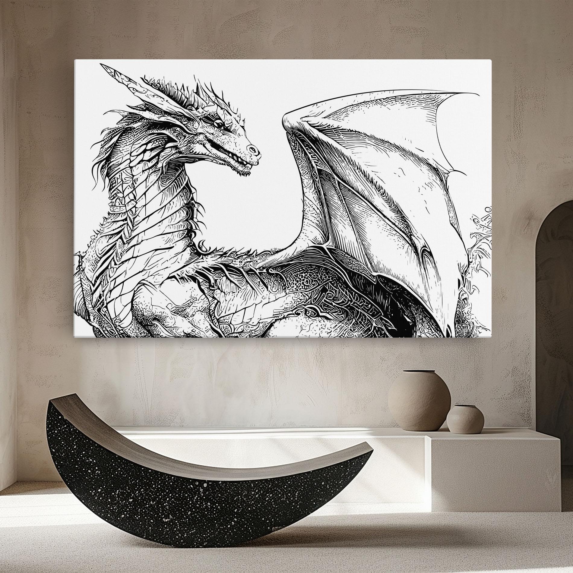 Leinwandbild Dragon Sketch mockup 8