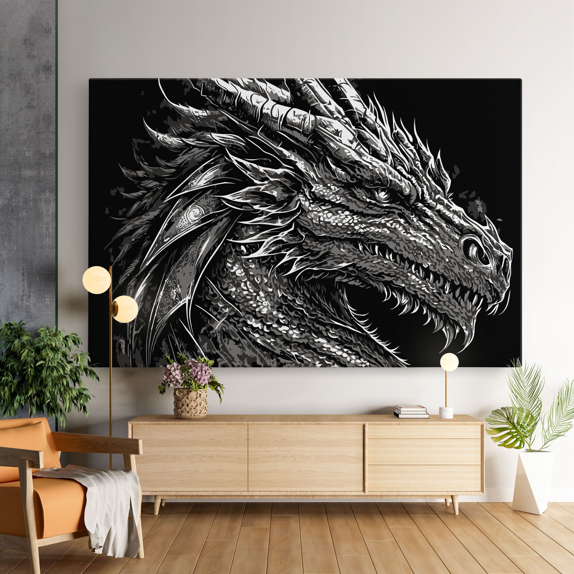 Grey White Dragon mockup 9