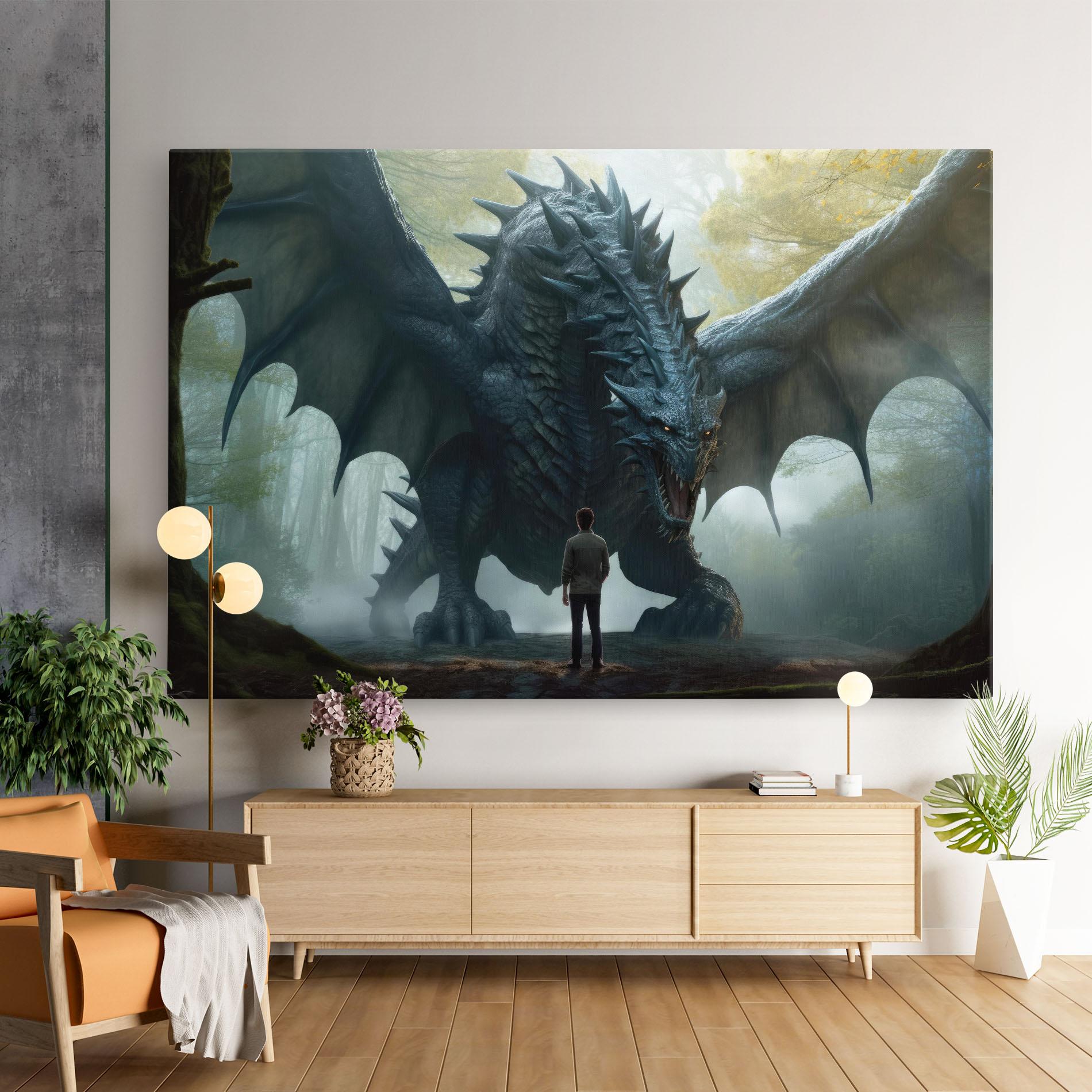 Leinwandbild Huge Dragon Fantasy mockup 9