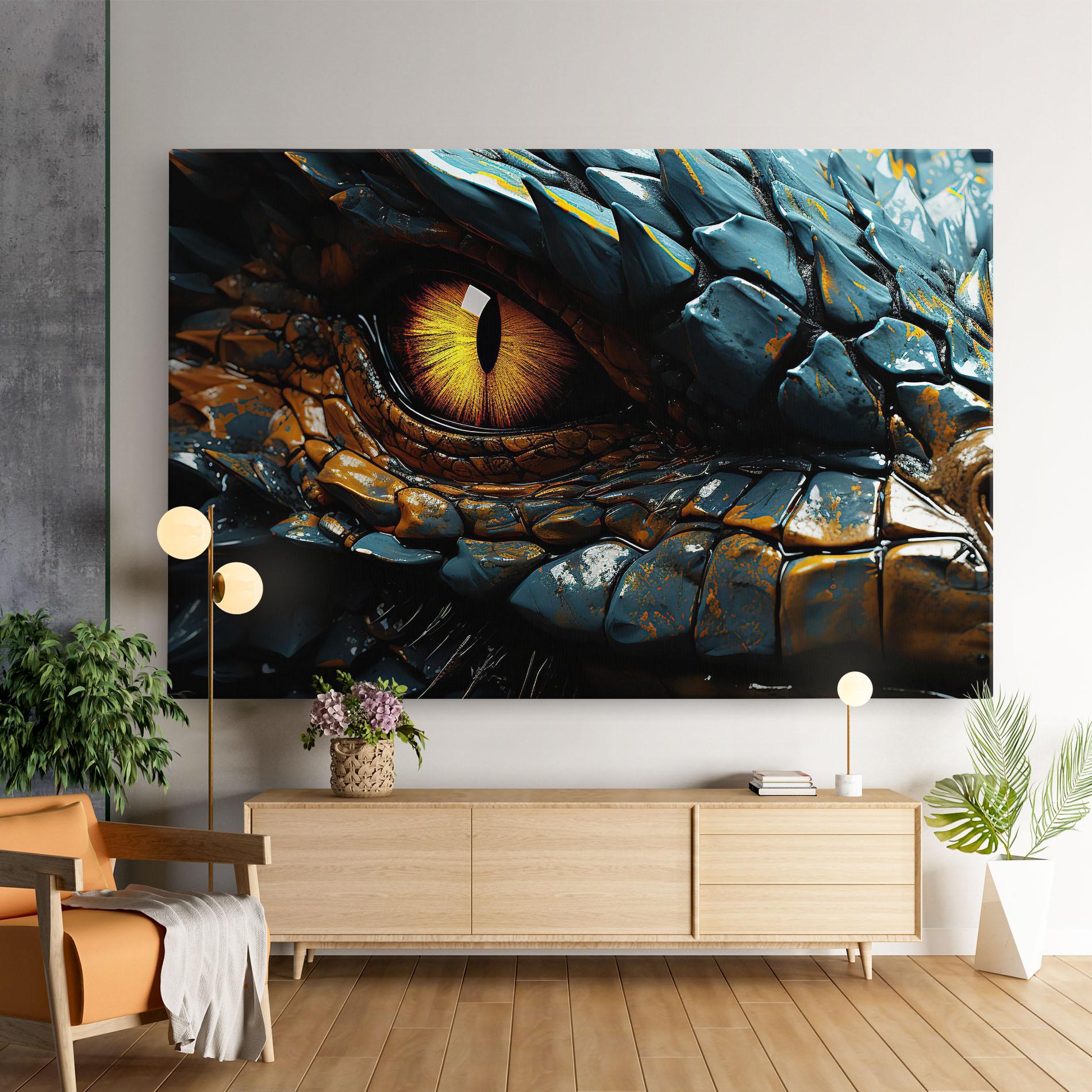 Leinwandbild Yellow Dragon Eye mockup 9